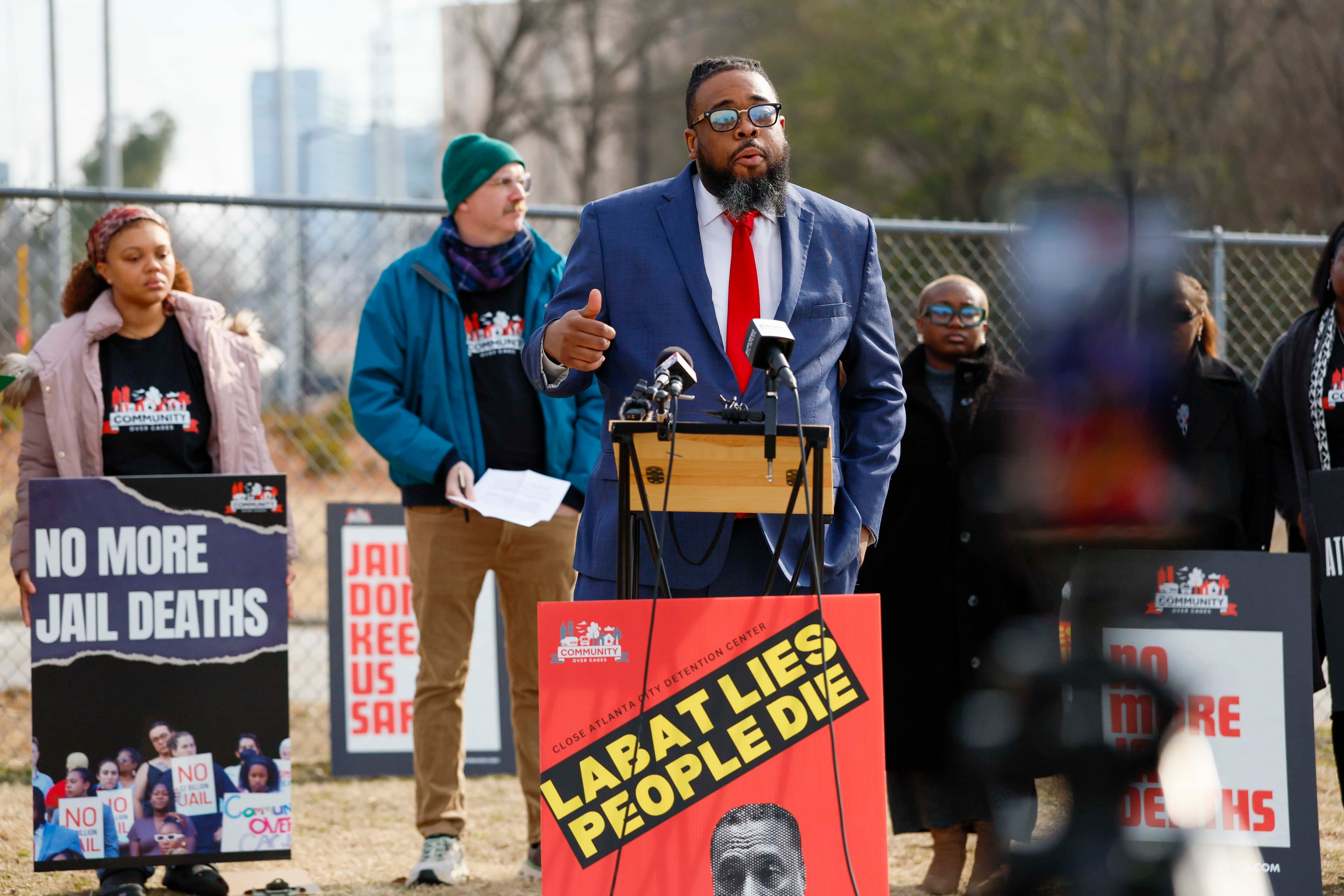 “Our actions must match our words,” Devin Franklin, senior policy counsel at the Southern Center for Human Rights, said Monday. “And recently, the actions of Mayor Andre Dickens have not matched his words.” In February, he held a news conference saying the center would reveal its latest findings on the poor conditions inside the detention center. (Miguel Martinez/AJC)