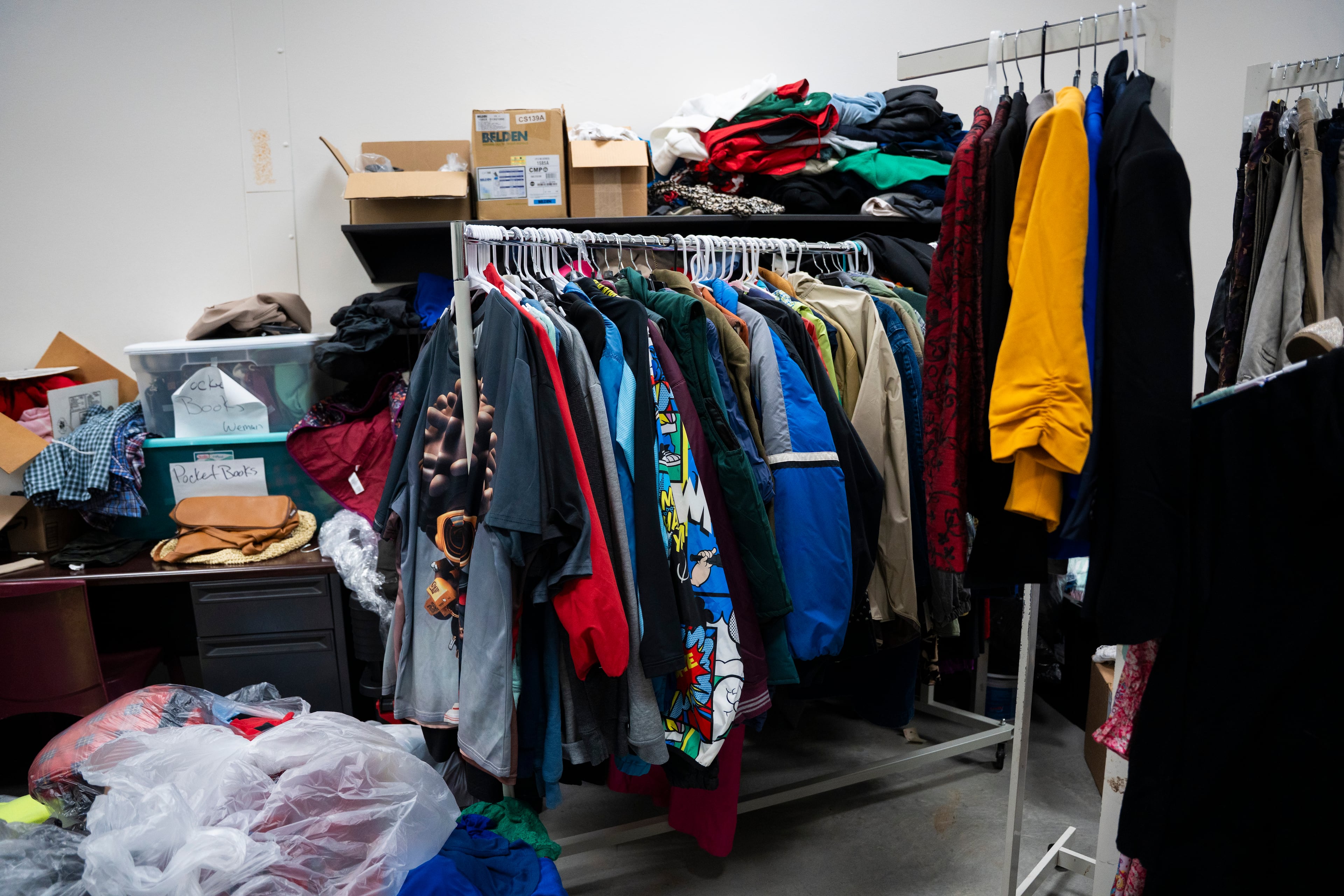 Clothes are provided for outgoing inmates at the Athens-Clarke County Jail. (Olivia Bowdoin for the AJC)