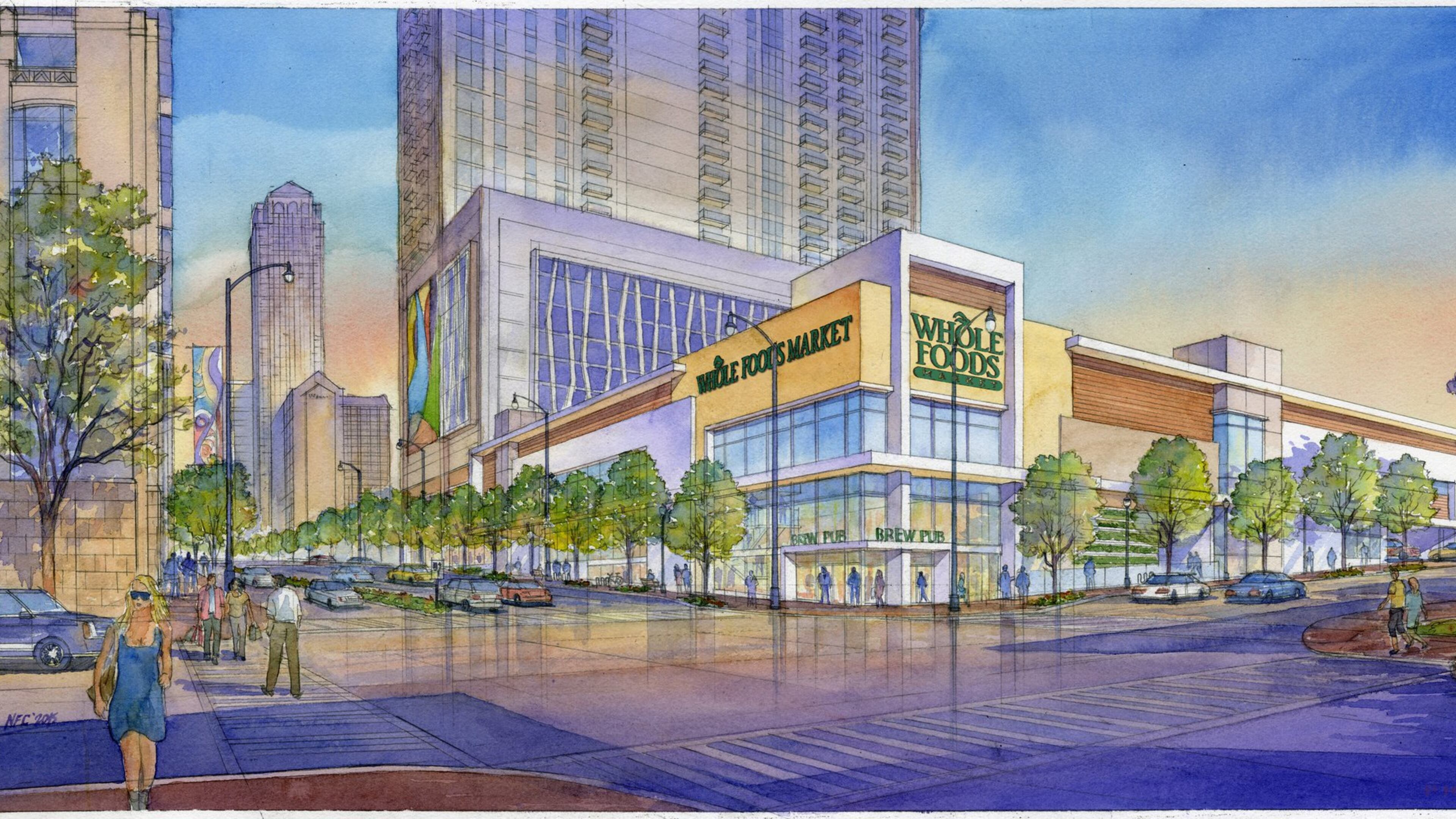 Miami-based the Related Group plans to build a new high-rise apartment tower in Midtown at 14th and West Peachtree streets that would include a Whole Foods grocery store. The 38-story tower is expected to include 390 units.