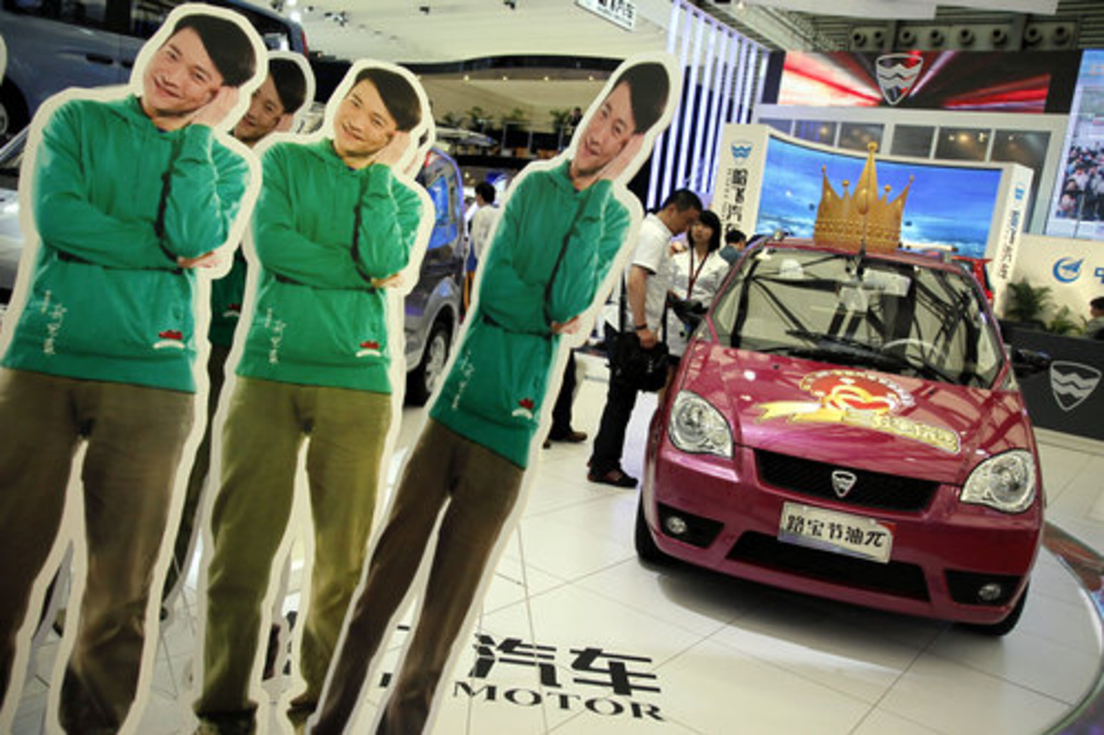 Sales in China hit a monthly record 1.1 million in March, exceeding U.S. sales for the third month in a row as tax cuts and other government incentives drew customers back into showrooms after a brief slump late last year. Here, Chinese manufacturer Hafei Motor's Lobo model.