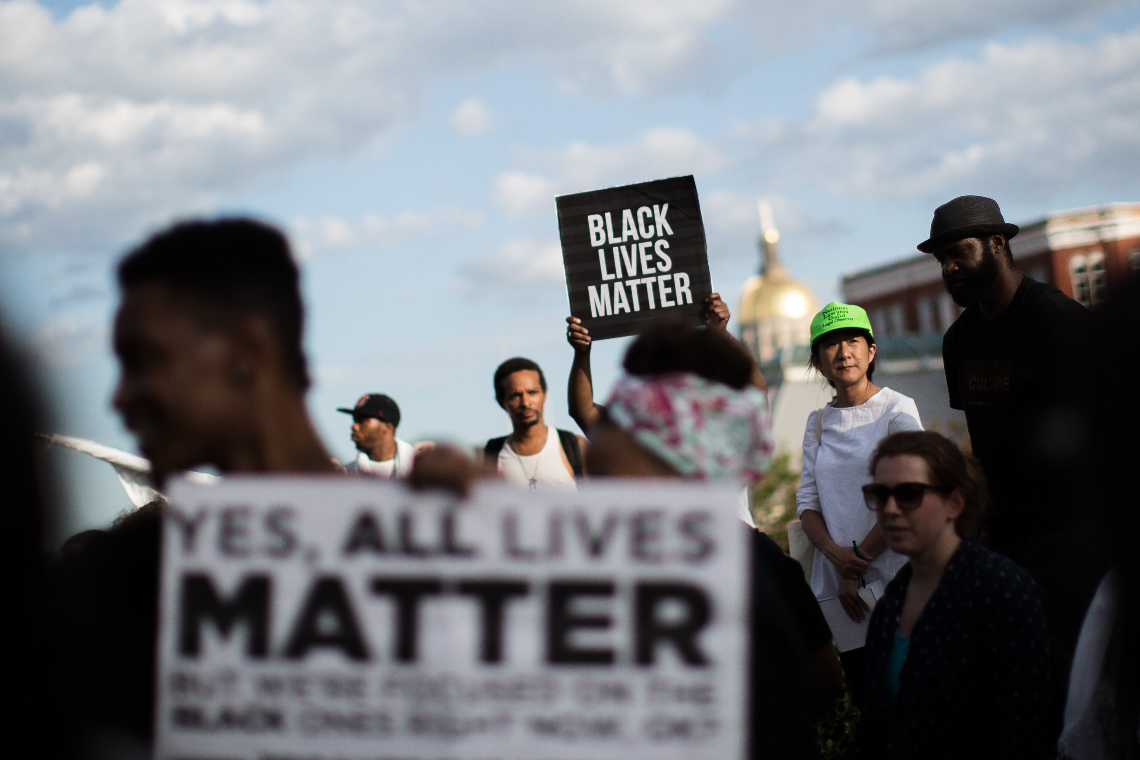 Demonstrators gather together before marching from Underground Atlanta to Piedmont Park, Thursday, July 7, 2016, in Atlanta. Demonstrators gathered in response to the death of 37-year-old Alton Sterling, who was killed by Baton Rouge police outside of a convenience store where he was selling CDs and Philando Castile, who was shot and killed when Minnesota police stopped him for a traffic violation on Wednesday evening. BRANDEN CAMP/SPECIAL