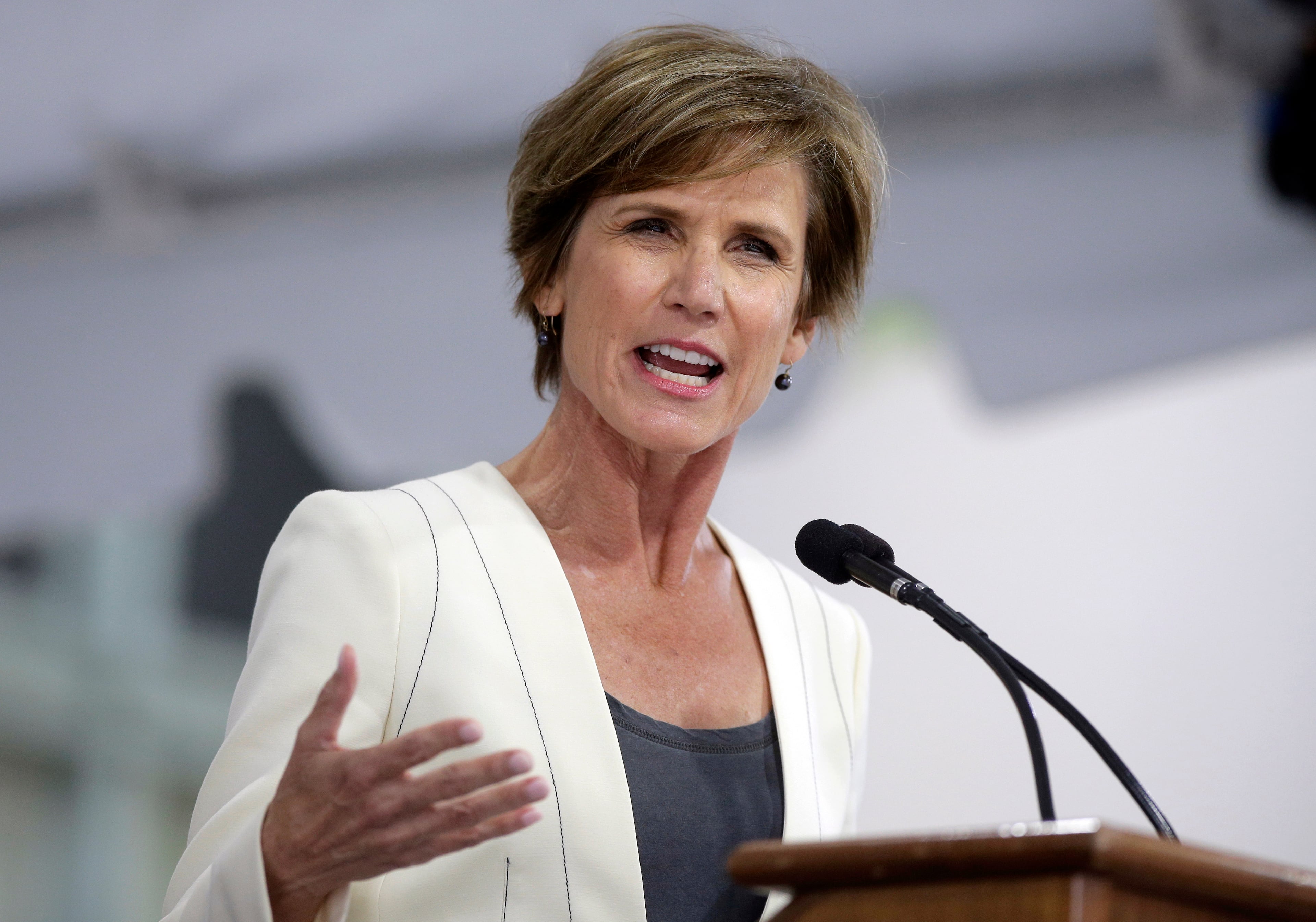 Former U.S. Deputy Attorney General Sally Yates, seen here speaking at Harvard University in 2017. (Steven Senne/AP)