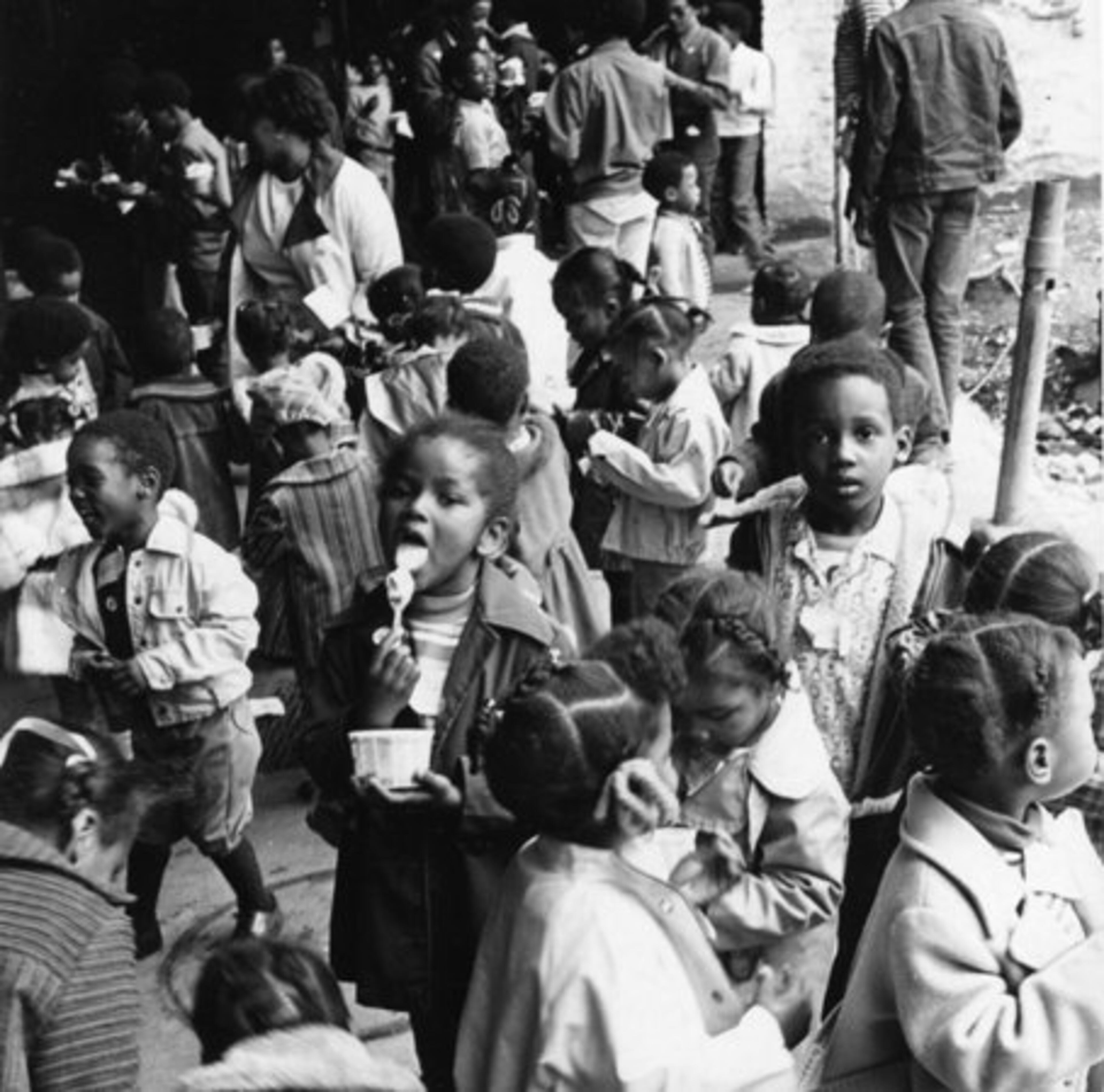 These children were among hundreds served ice cream and other goodies at a party in 1972 celebrating the 125th birthday of the city of Atlanta.