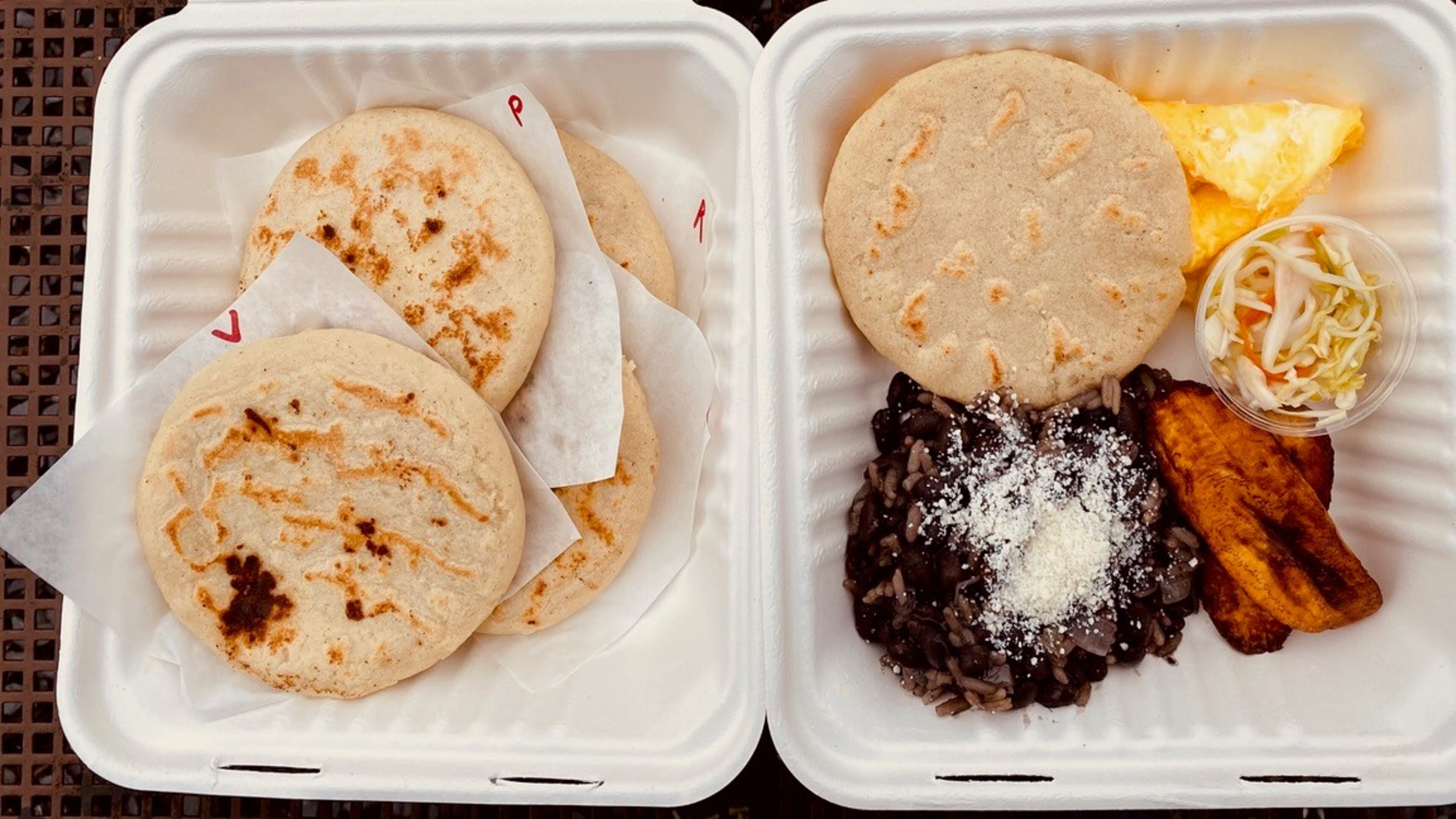 La Bodega offers food from its now-shuttered sister restaurant, Buenos Dias Cafe, including a pupusa sampler (left) and a breakfast plate. Wendell Brock for The Atlanta Journal-Constitution