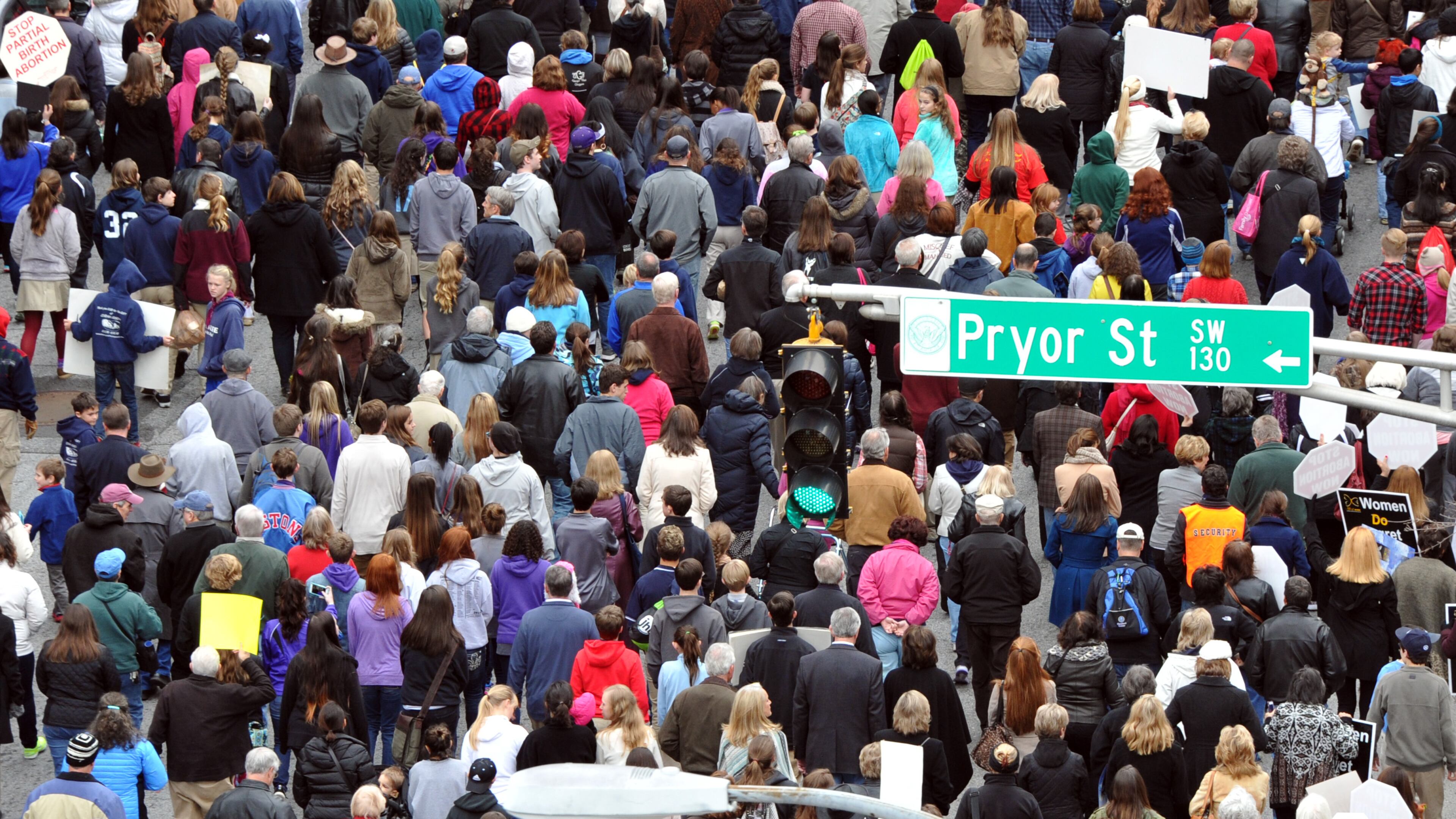 Hundreds of pro-life supporters participate in silent march during the 2015 Georgia March for Life in downtown Atlanta in January. Hyosub Shin, hshin@ajc.com