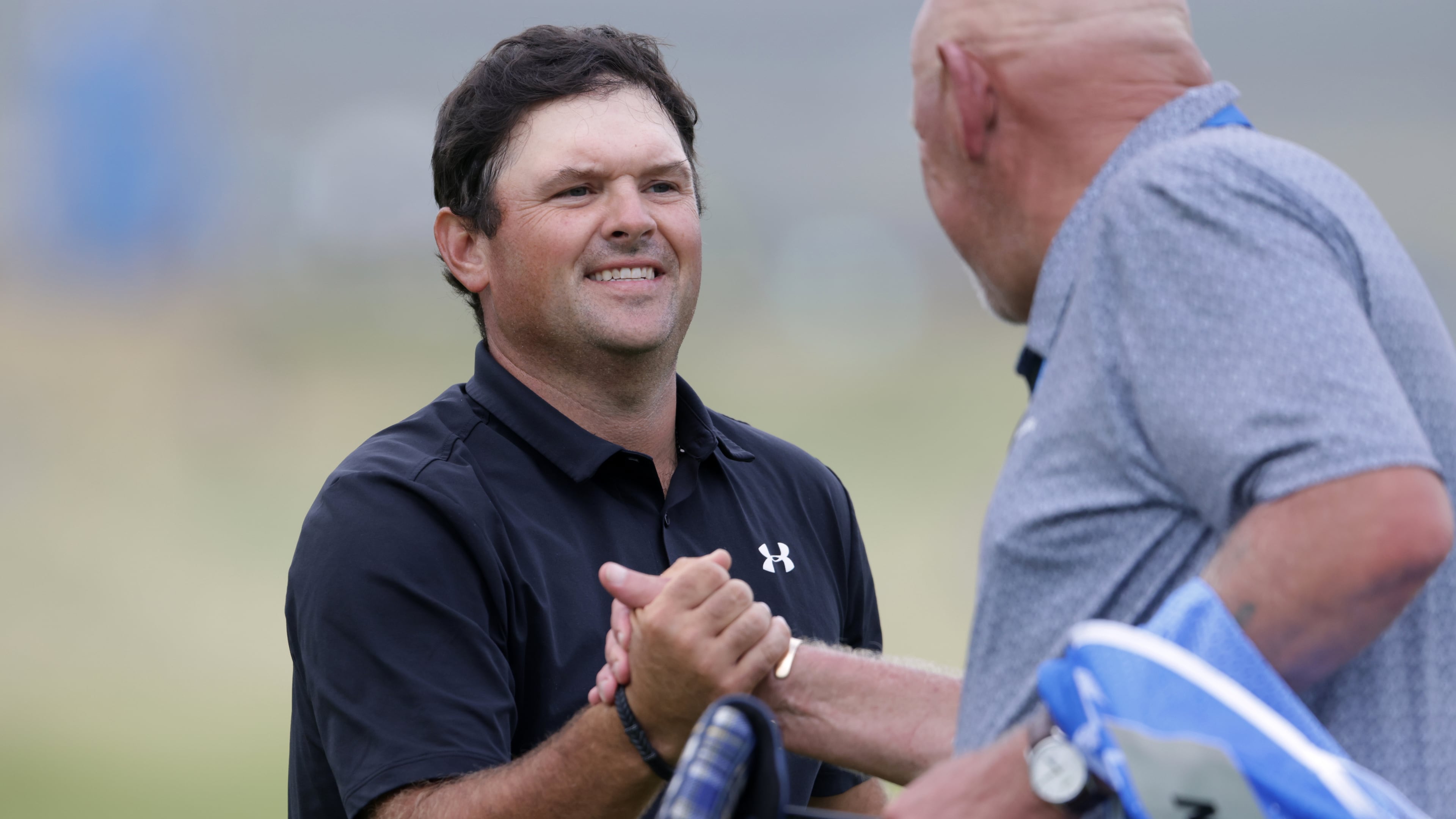 Patrick Reed of the United States reacts during the Irish Open at Trump International Golf Links in Doonbeg, Ireland, Sunday, Sept. 13, 2026.(AP Photo/Peter Morrison)
