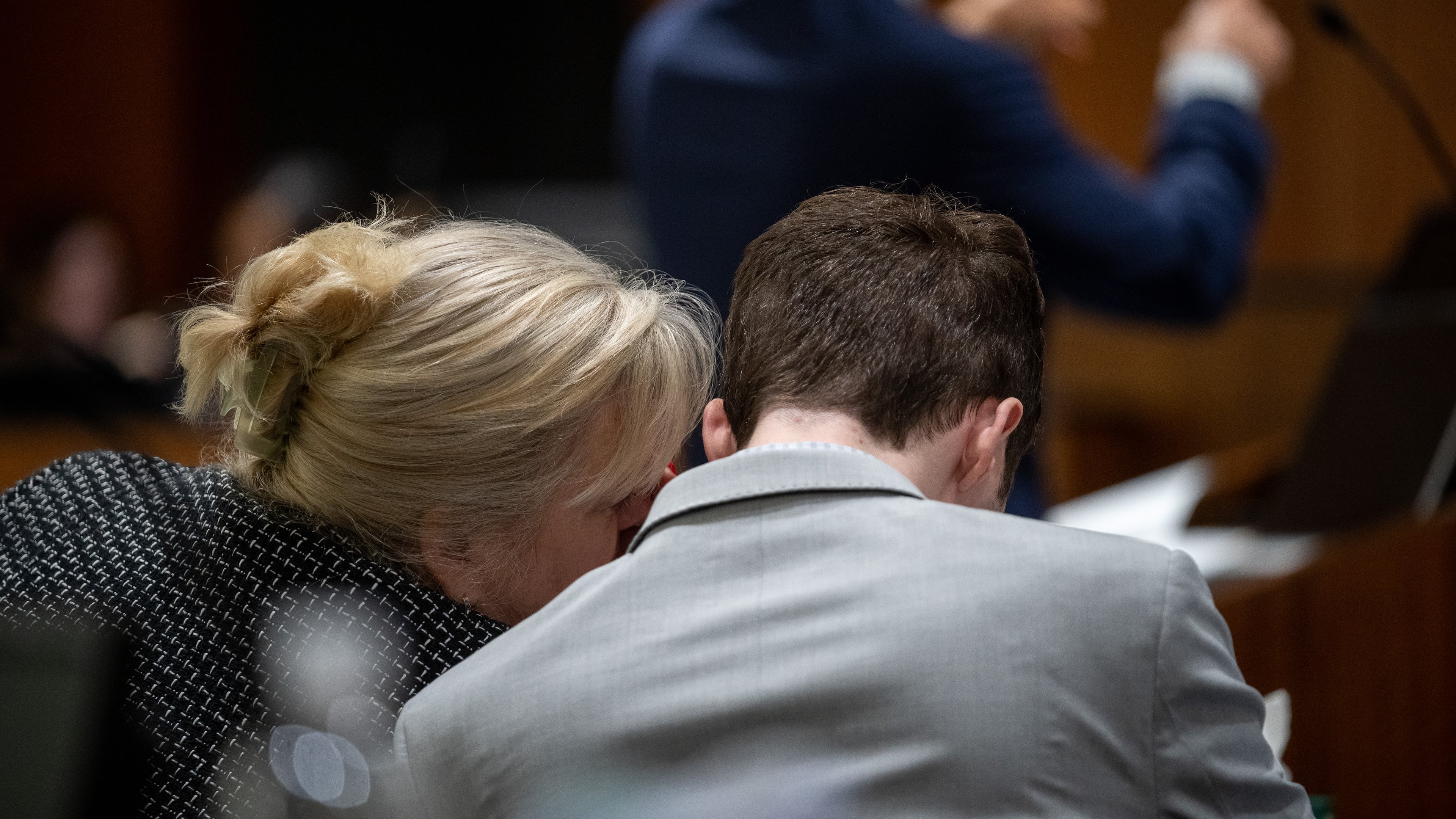 Defense attorney Kathryn Nester, left, talks to Tyler Robinson during a preliminary hearing in Fourth District Court for Robinson, who is accused of fatally shooting Charlie Kirk, in Provo, Utah, on Tuesday, July 7, 2026. (Trent Nelson/The Salt Lake Tribune via AP, Pool)