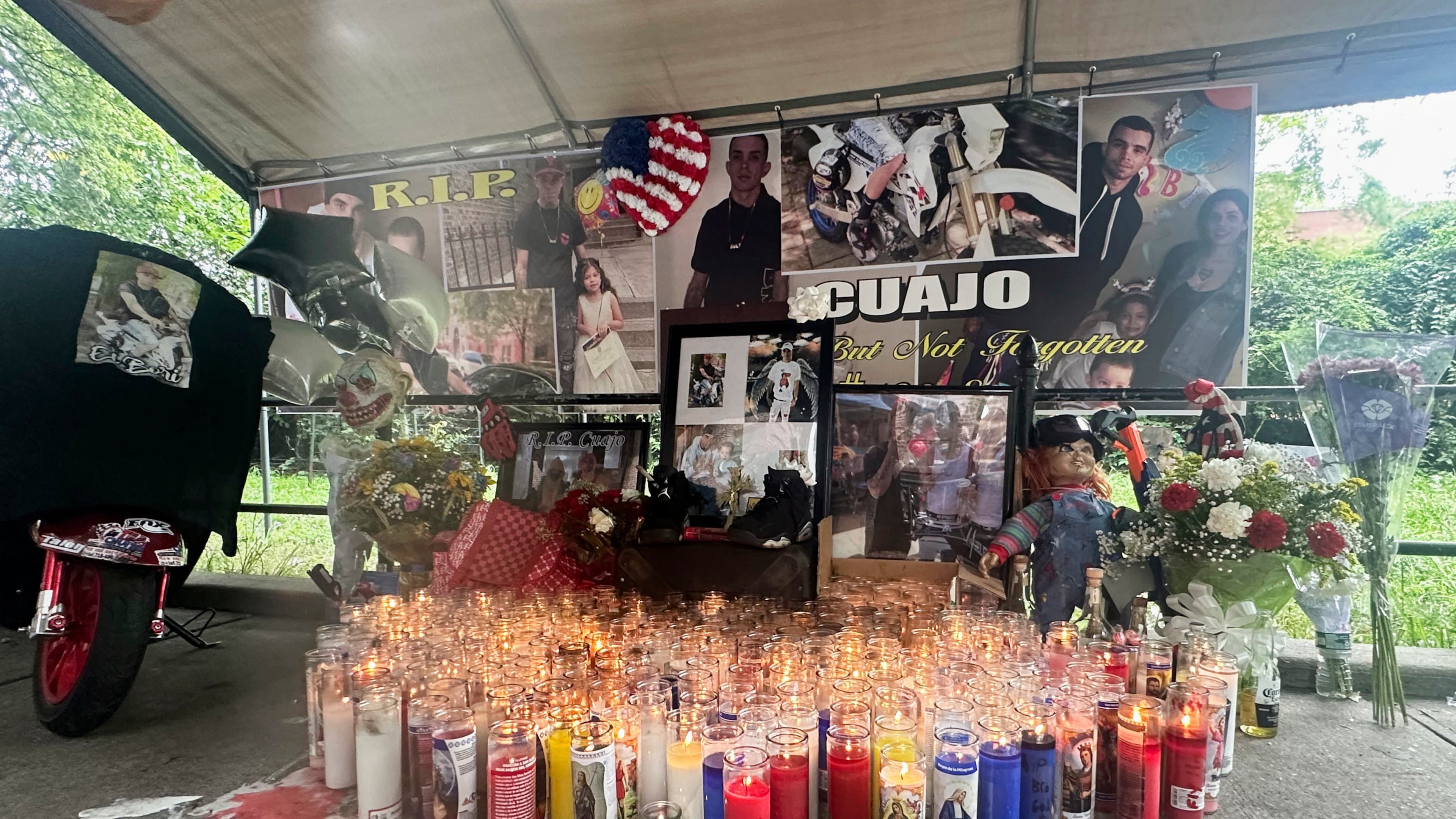 FILE - A memorial for Eric Duprey is seen in the Bronx borough of New York, Aug. 25, 2023. (AP Photo/Jake Offenhartz, File)
