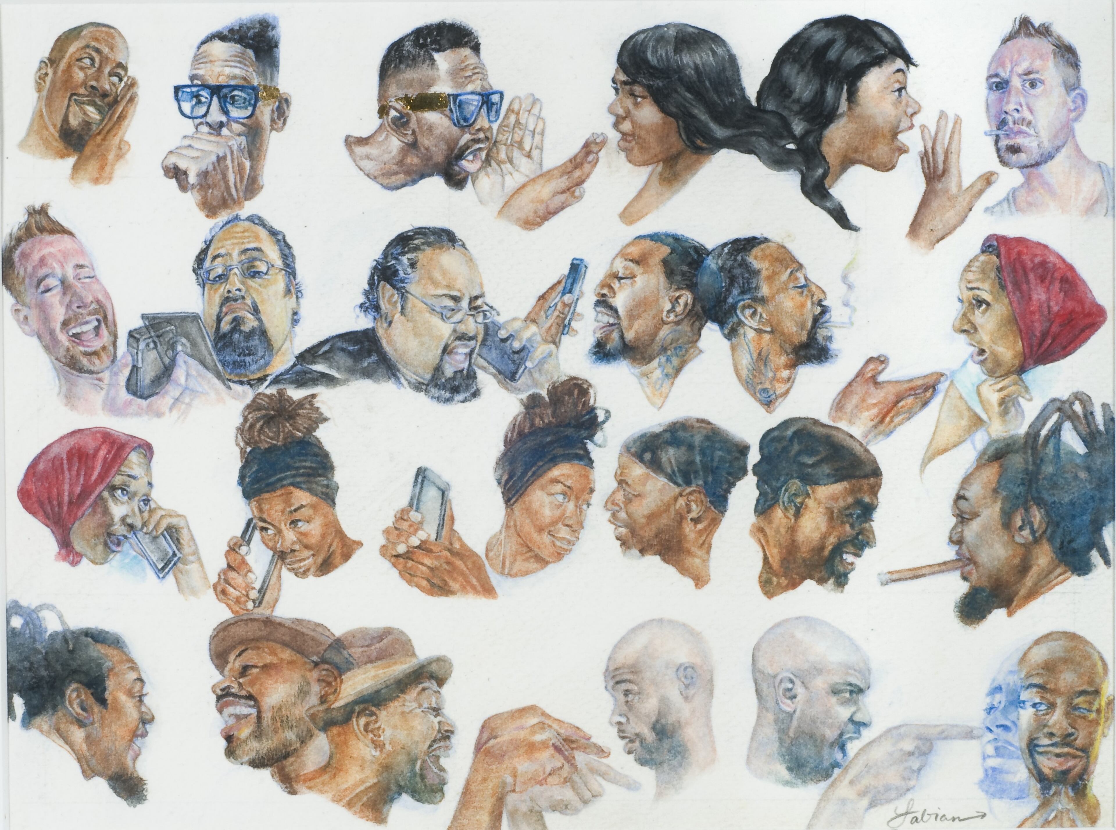 Fabian Williams (American, born 1975), Gossip, 2014, watercolor on paper, 8 × 10 inches. High Museum of Art, Atlanta, purchase with Antinori Fund, 2015.154.