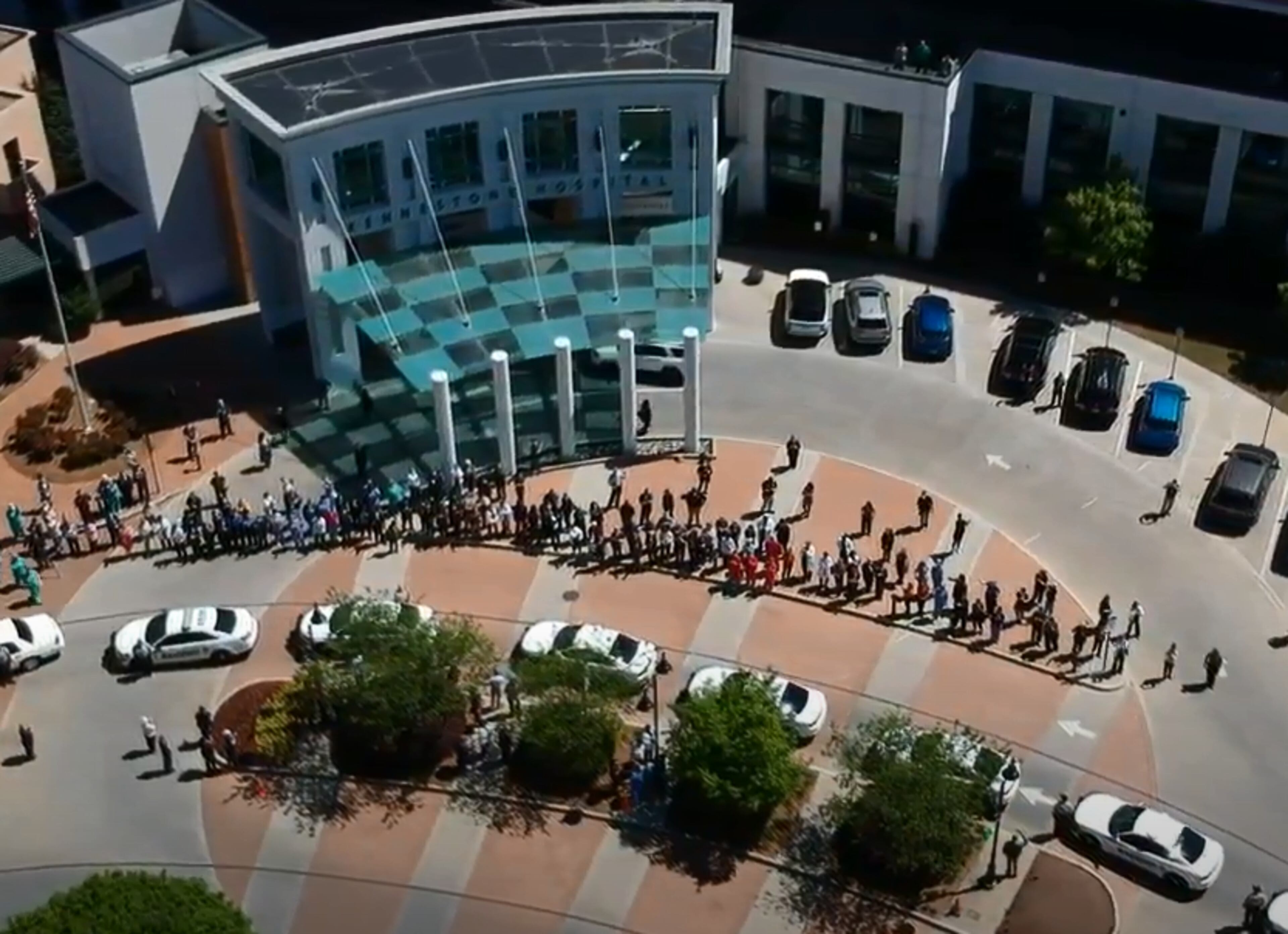 A parade of Cobb County Sheriff’s Office vehicles visited two county hospitals on Thursday in the midst of Georgia’s Covid-19 outbreak.
Sheriff Neil Warren and his troops took a few minutes to thank these healthcare heroes.
“On any given day law enforcement is the front line of defense in our community but not today, said Sheriff Neil Warren. “Today it's the doctors and nurses protecting our way of life and we wanted to show our appreciation to them by honoring them with a drive by and a salute. We are forever grateful for their sacrifice.”
The officers were greeted by cheering hospital workers as they visited WellStar Cobb Hospital in Austell and WellStar Kennestone Hospital in Marietta.