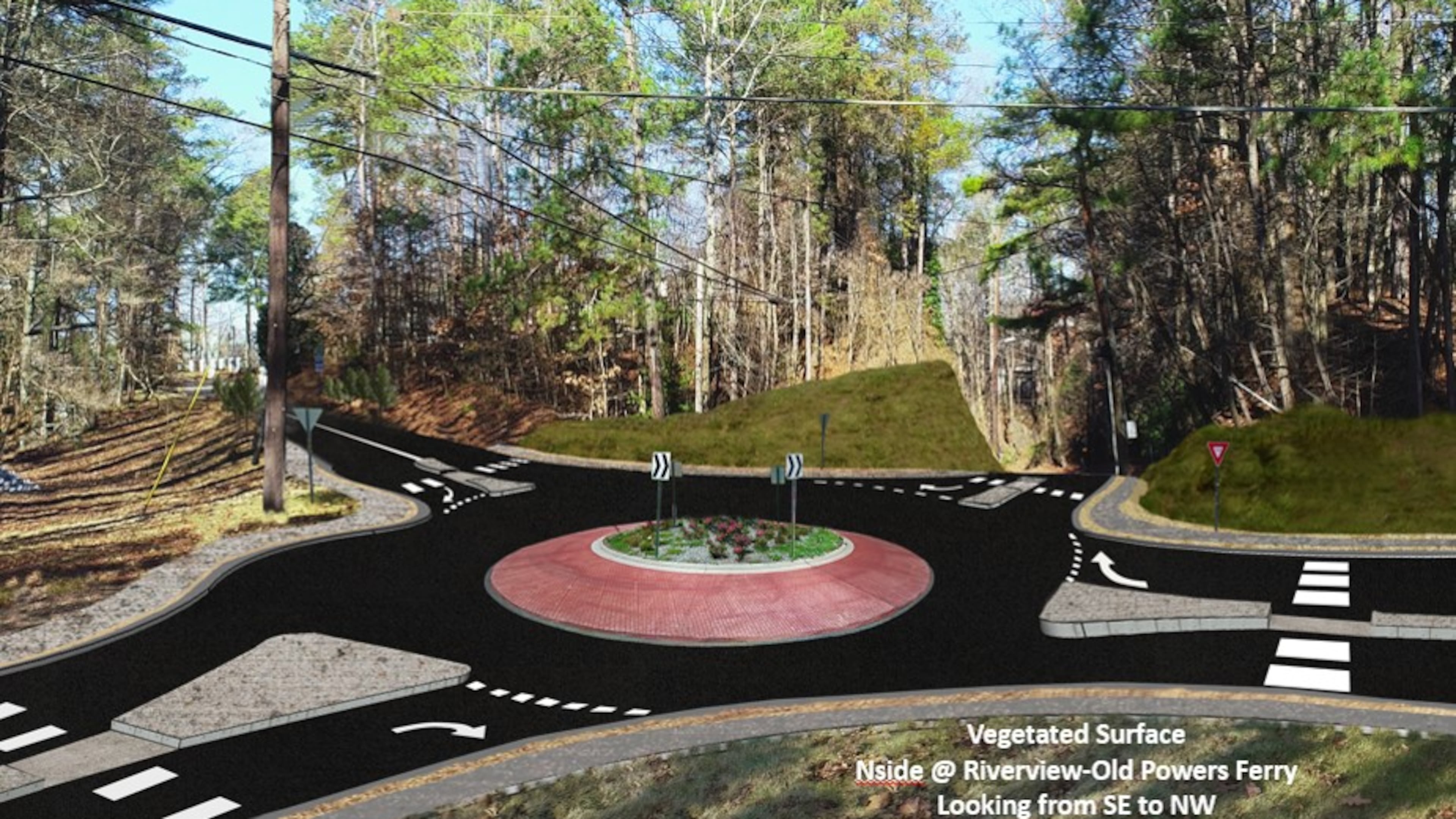 The intersection at Northside Drive at Riverview Road/Old Powers Ferry will be closed beginning May 30 to begin construction of a roundabout. Courtesy City of Sandy Springs