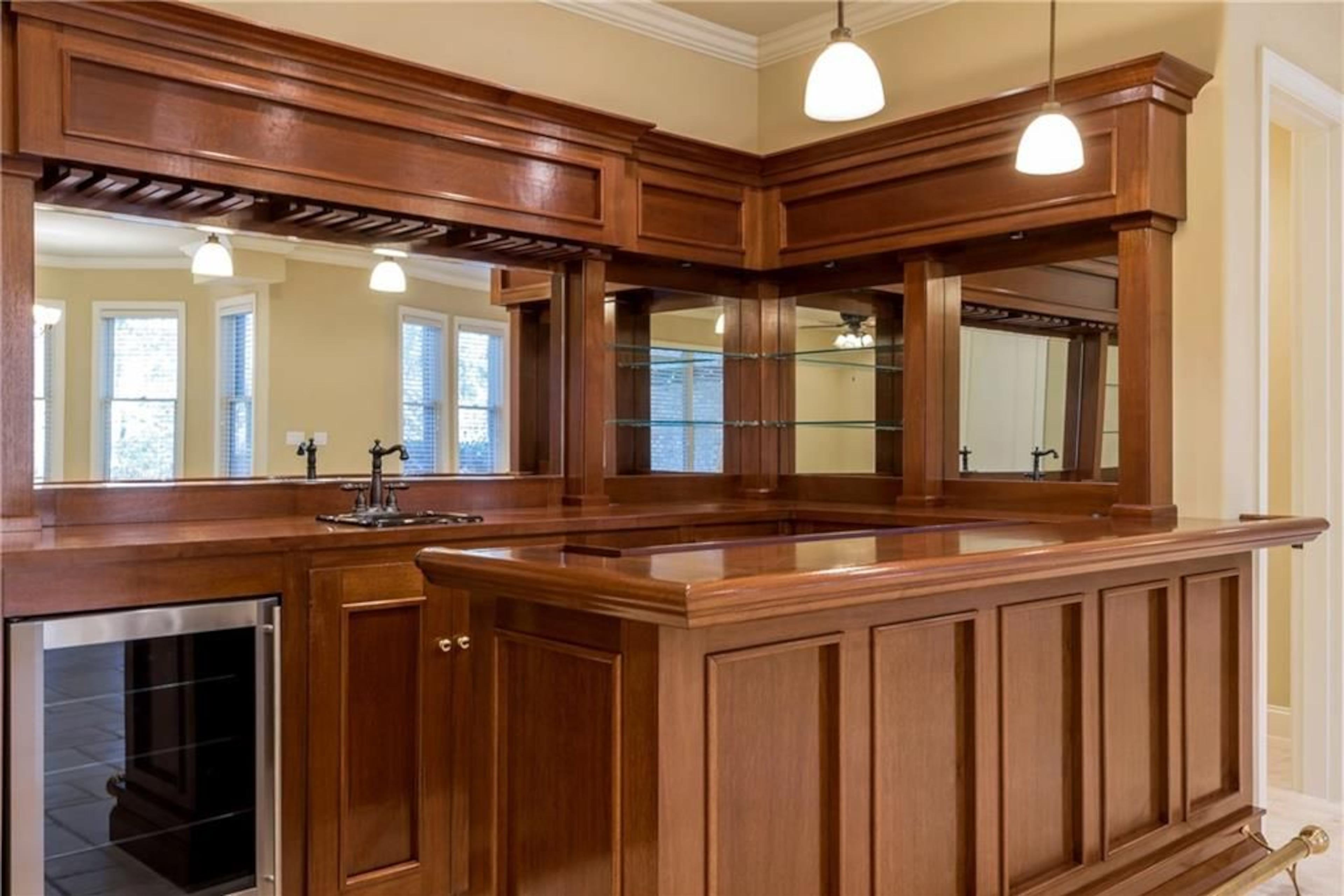 A custom bar fitted for entertaining guests.