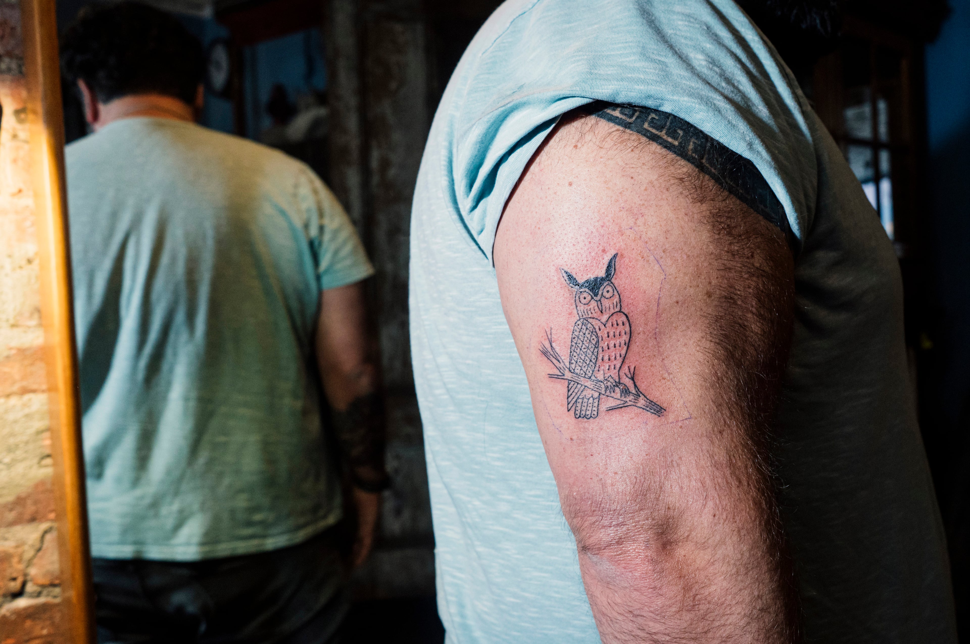 A new tattoo at East River Tattoo in New York, April 11, 2024. (Jutharat Pinyodoonyachet/The New York Times)
