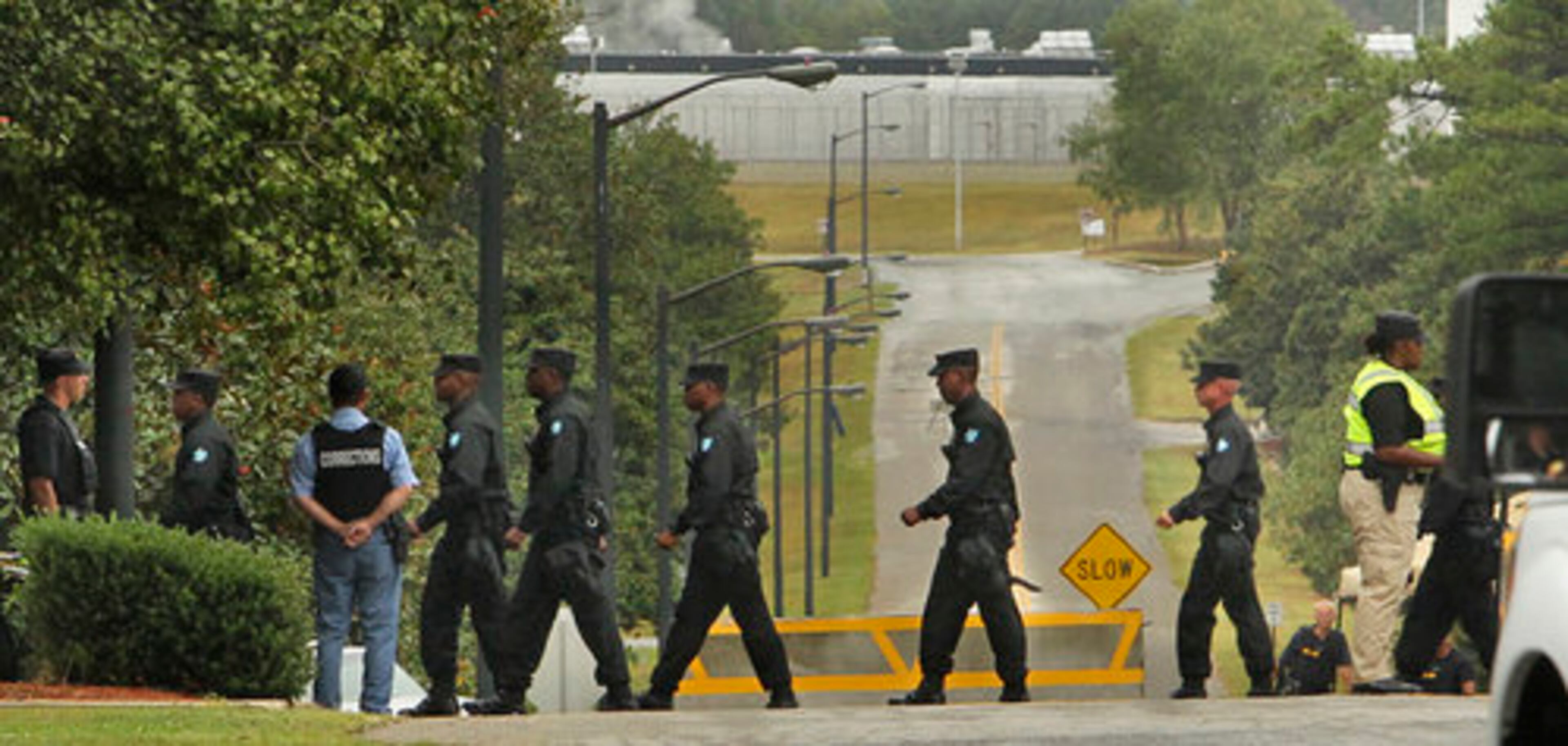 Guards lined the front of Georgia Diagnostic Prison in Jackson on Wednesday, the day condemned killer Troy Davis was scheduled to executed.