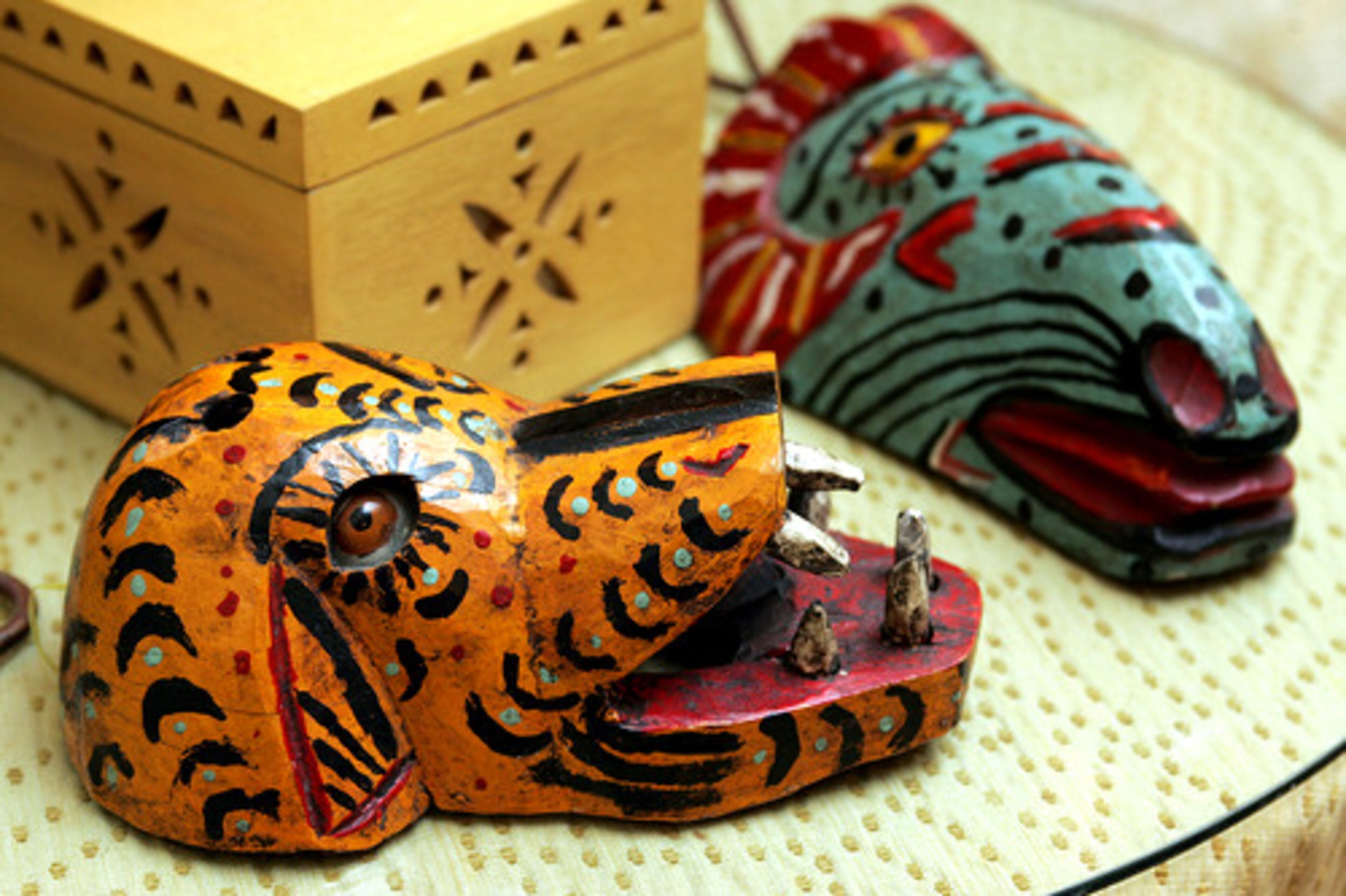 Knickknacks from the family's world travels are spread around the home.