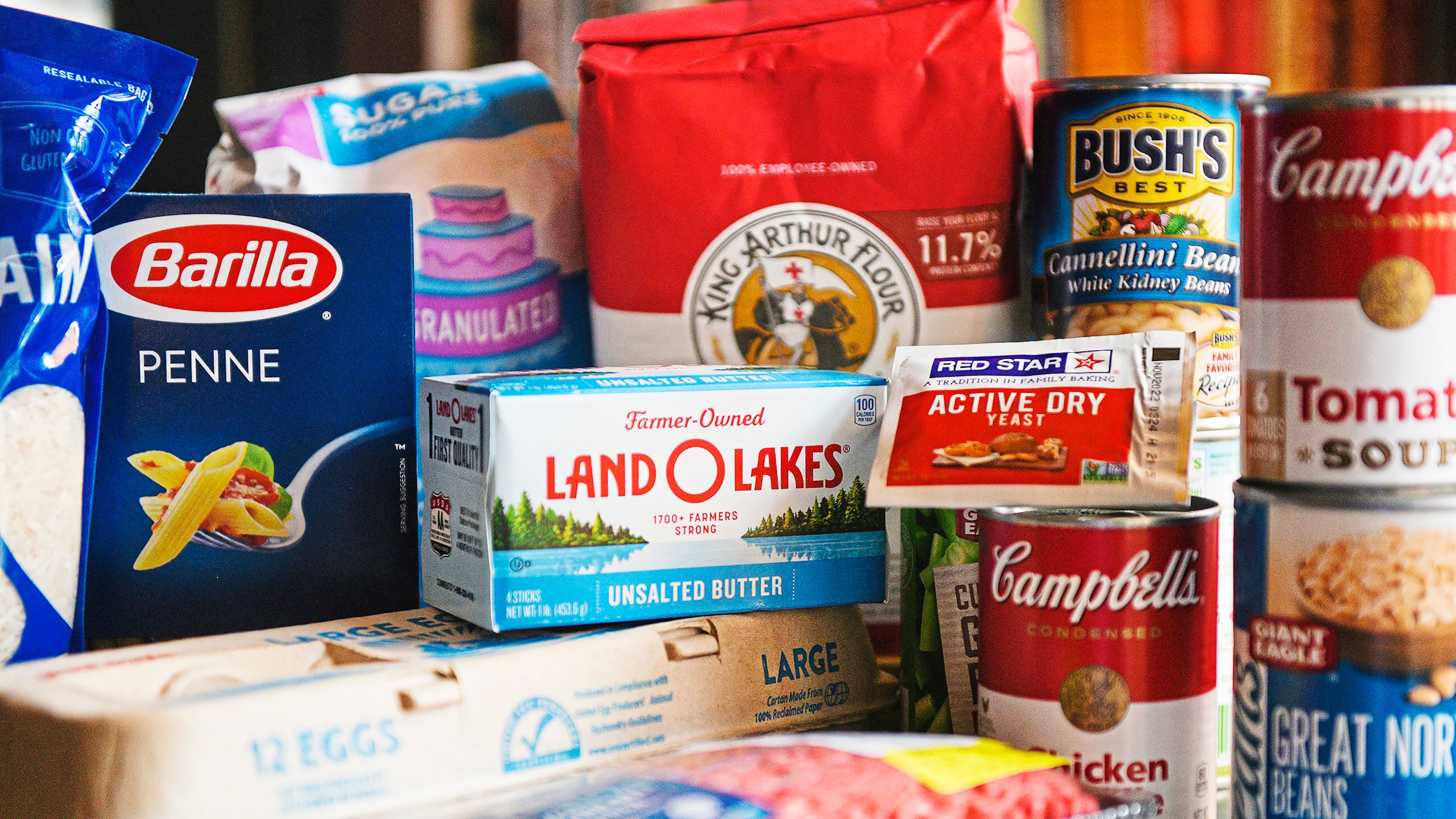 Meat, yeast, flour, sugar, frozen vegetables, canned and dry beans, and other pantry staples were often in short supply during the early days of the pandemic. (Steve Mellon/Pittsburgh Post-Gazette/TNS)