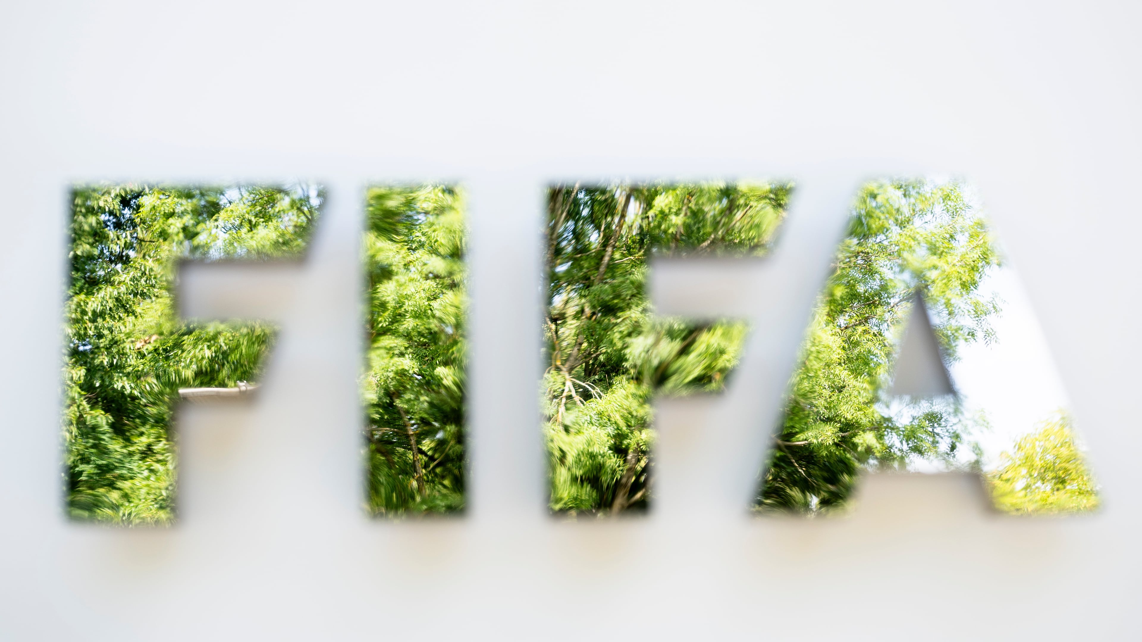 The FIFA logo is seen at the entrance of FIFA headquarters, in Zurich, Switzerland, Thursday, Aug. 6, 2026. (Andreas Becker/Keystone via AP)