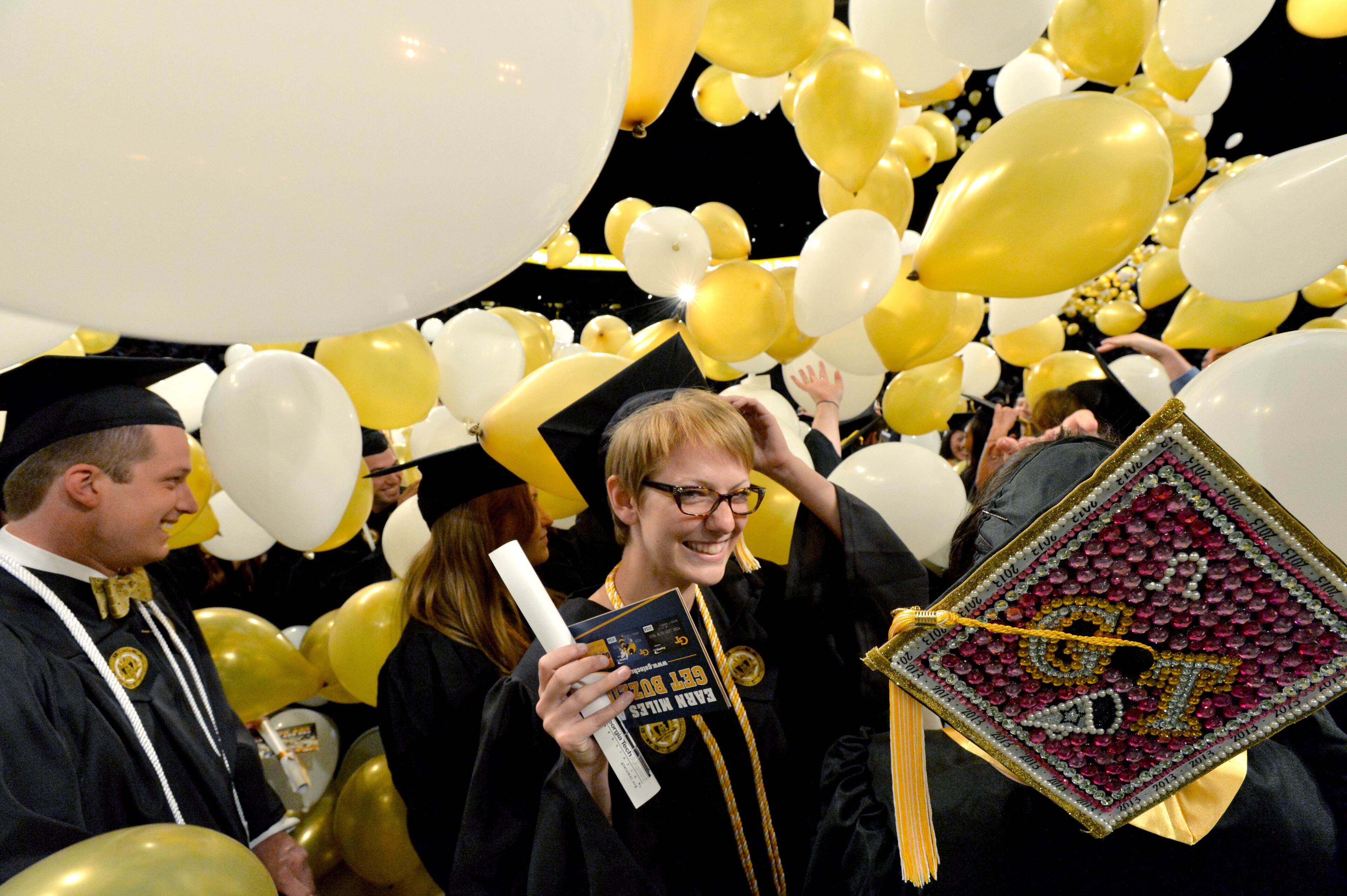 Afternoon Bachelor's Ceremony ended with balloons dropping Saturday afternoon at Georgia Tech's Hank McCamish Pavilion on Saturday, May 4, 2013. HYOSUB SHIN / HSHIN@AJC.COM