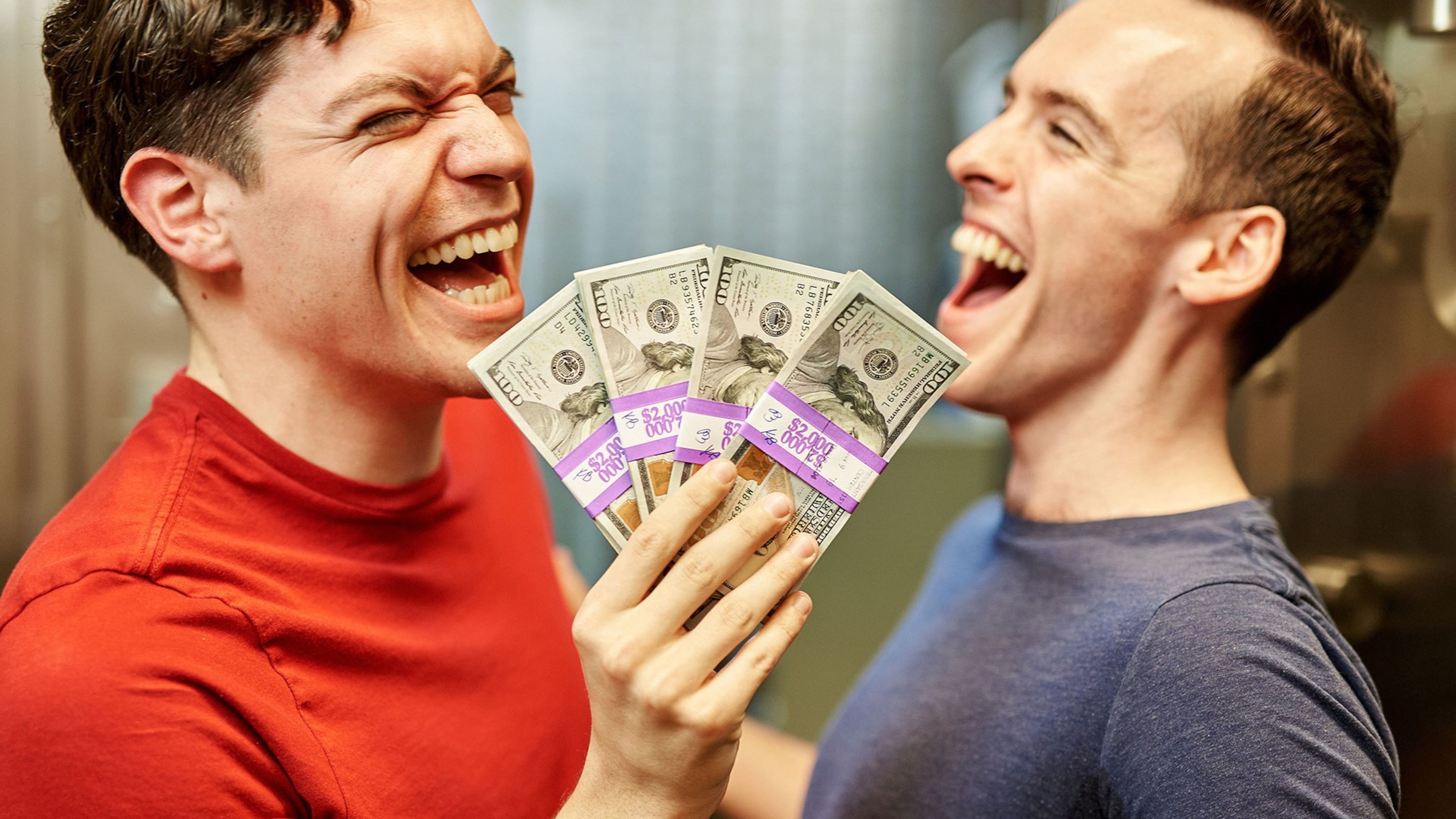 Daniel Wisniewski (left) and Sean Doherty appear in the musical comedy “Men With Money” at Aurora Theatre. CONTRIBUTED BY CHRIS BARTELSKI