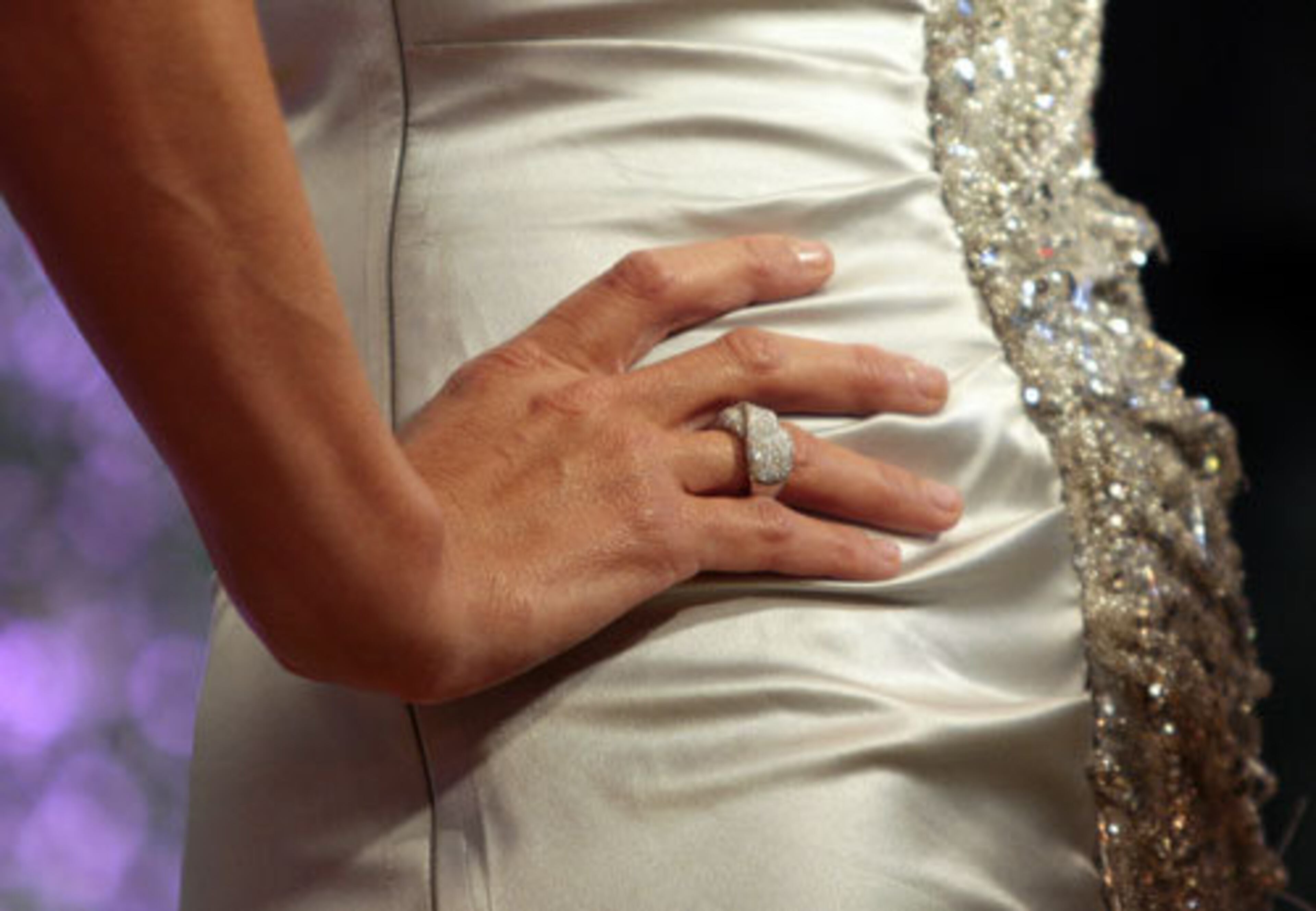 A detail shot of Paris Hilton's bling.