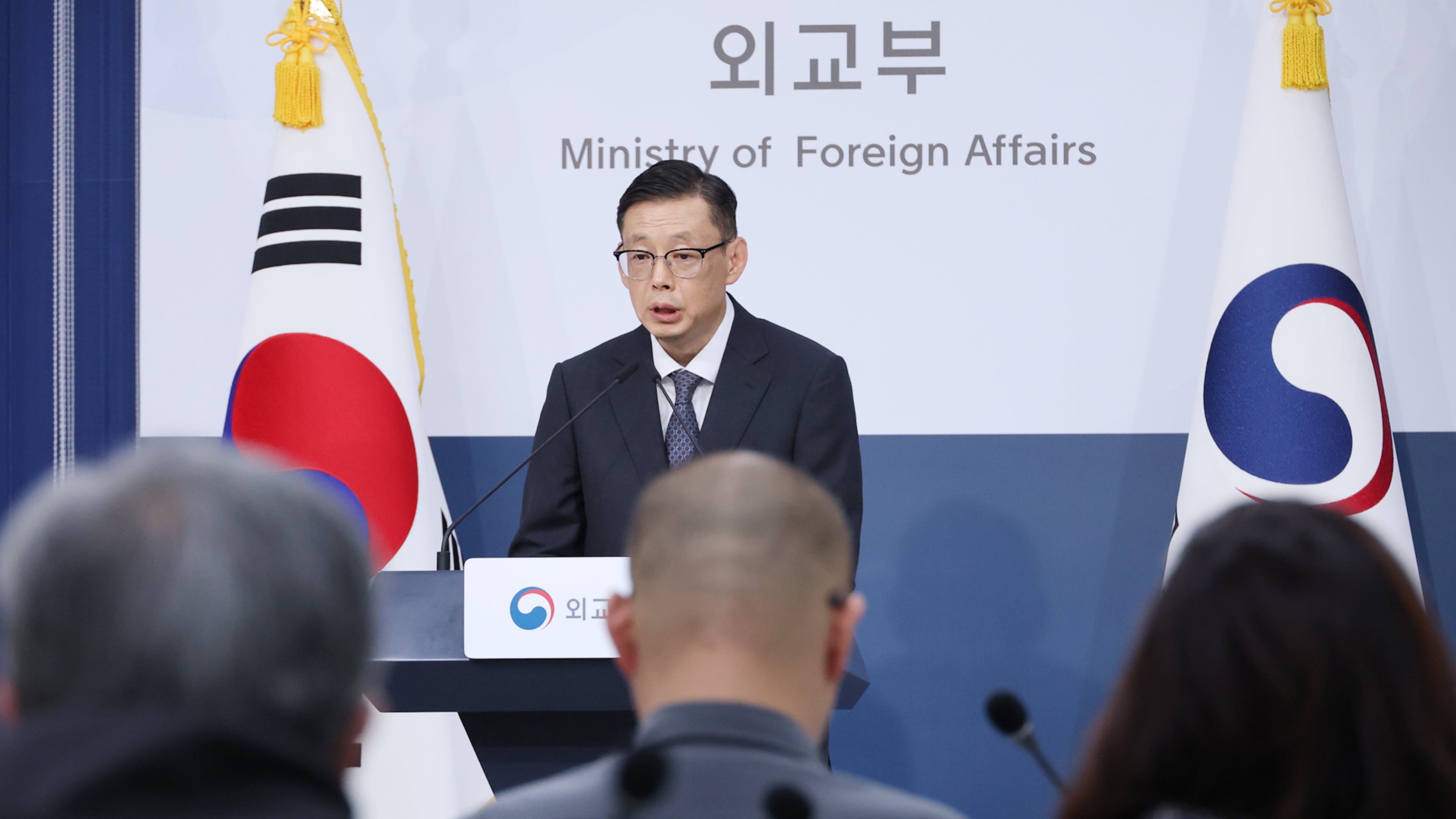 South Korea's Foreign Ministry spokesperson Park Doosoon speaks during the briefing at the Foreign Ministry in Seoul, South Korea, Tuesday, Oct. 20, 2026. (Ahn Jung-won/Yonhap via AP)