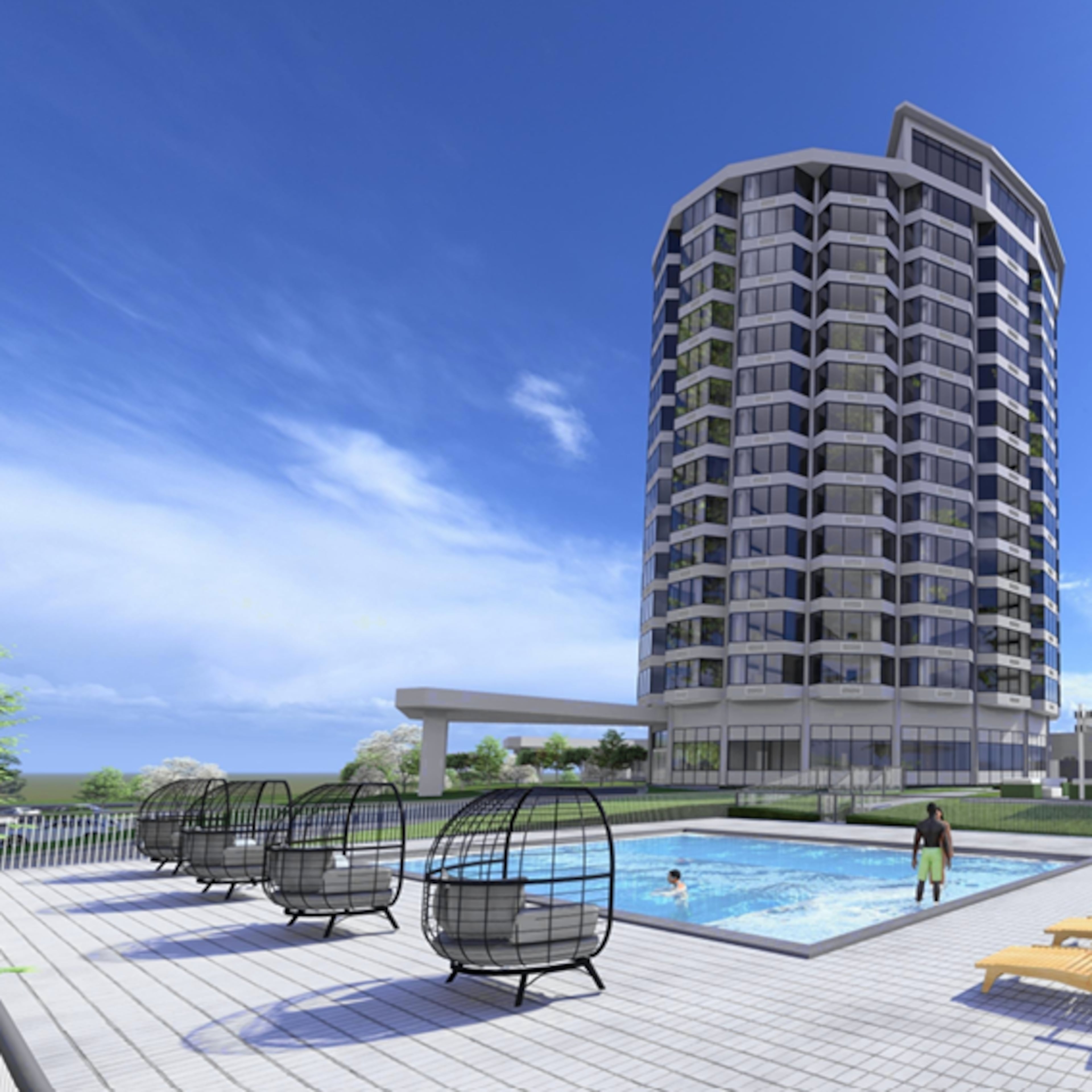 This rendering shows the planned residential redevelopment of the former Presidential Hotel near I-285, a longtime eyesore in DeKalb County. (Courtesy of Aramar Investments)