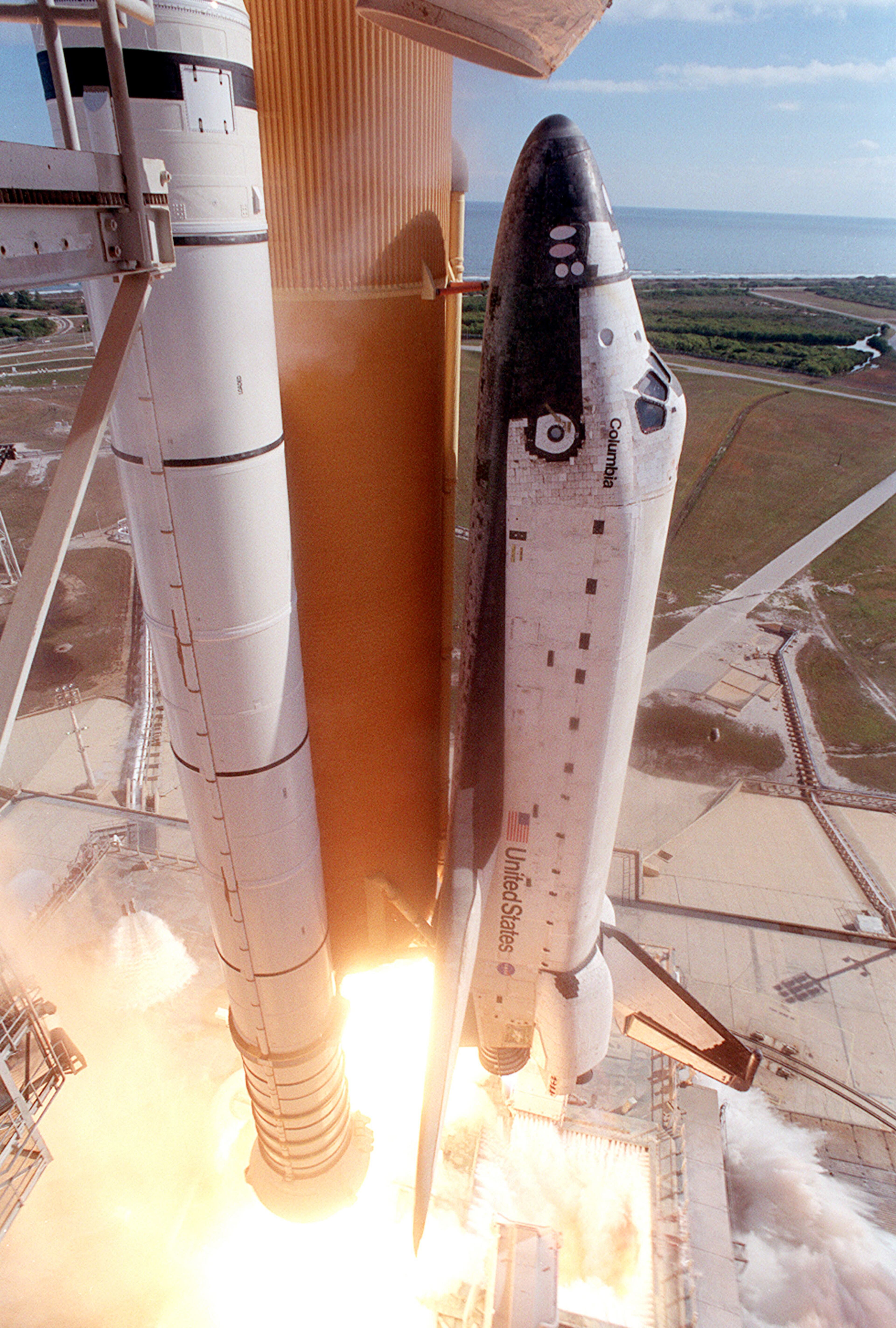 CAPE CANAVERAL, FL - JANUARY 16: (FILE PHOTO) The left side of the Space Shuttle Columbia is seen during launch on January 16, 2003 at Kennedy Space Center at Cape Canaveral, Florida. NASA Mission Control lost contact with the Space Shuttle Columbia during reentry on February 1, 2003 and later learned that the shuttle had broken up over Texas. Debris from the wreckage drifted hundreds of miles from central Texas to eastern Louisiana. Investigators are looking at problems with the left wing during the reentry sequence as a possible cause of the crash. (Photo by NASA/Getty Images)
