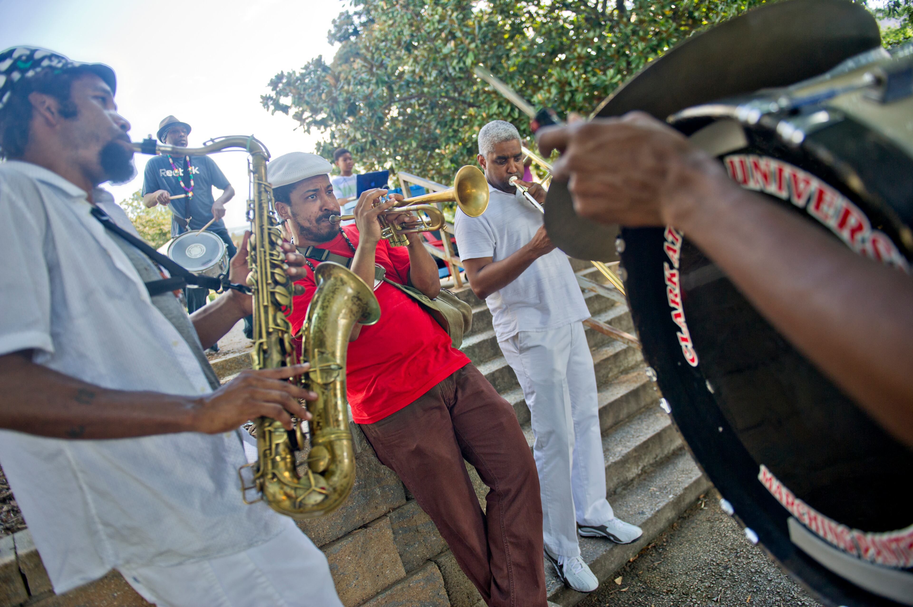 Dashill Smith (center), Kebbi Williams (left) and Steve Coleman perform during the AJC Decatur Book Festival on Saturday, August 30, 2014. The ninth annual event saw tens of thousands of people come out to the downtown Decatur area to meet with world-class authors, illustrators, editors, publishers, booksellers, and artists for a weekend filled with literature, music, food, art, and fun.