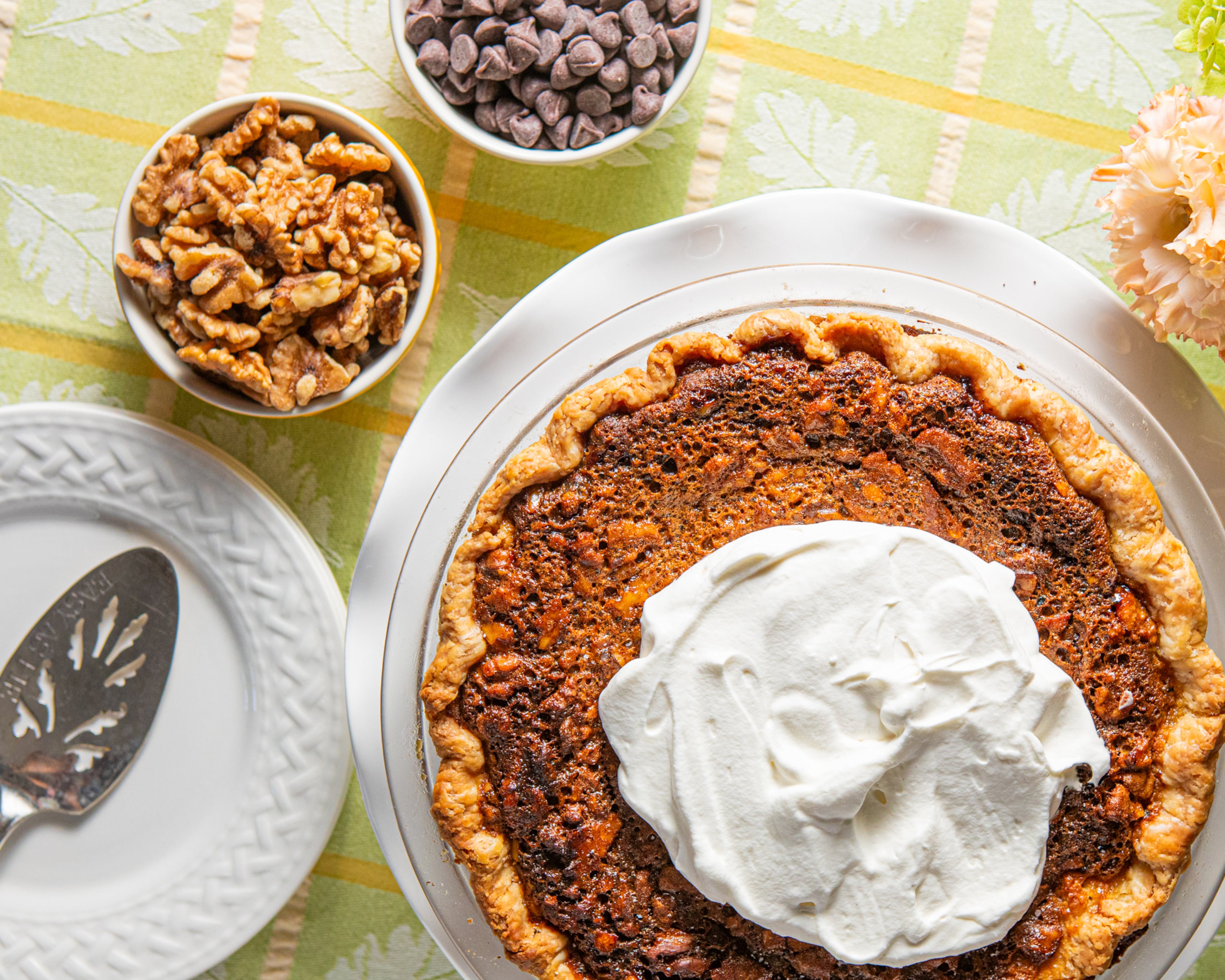 Dinah Shore’s chocolate chip walnut pie is an example of the celebrity recipes published by women’s magazines in the 1950s and ‘60s. (Aaliyah Man for the AJC)