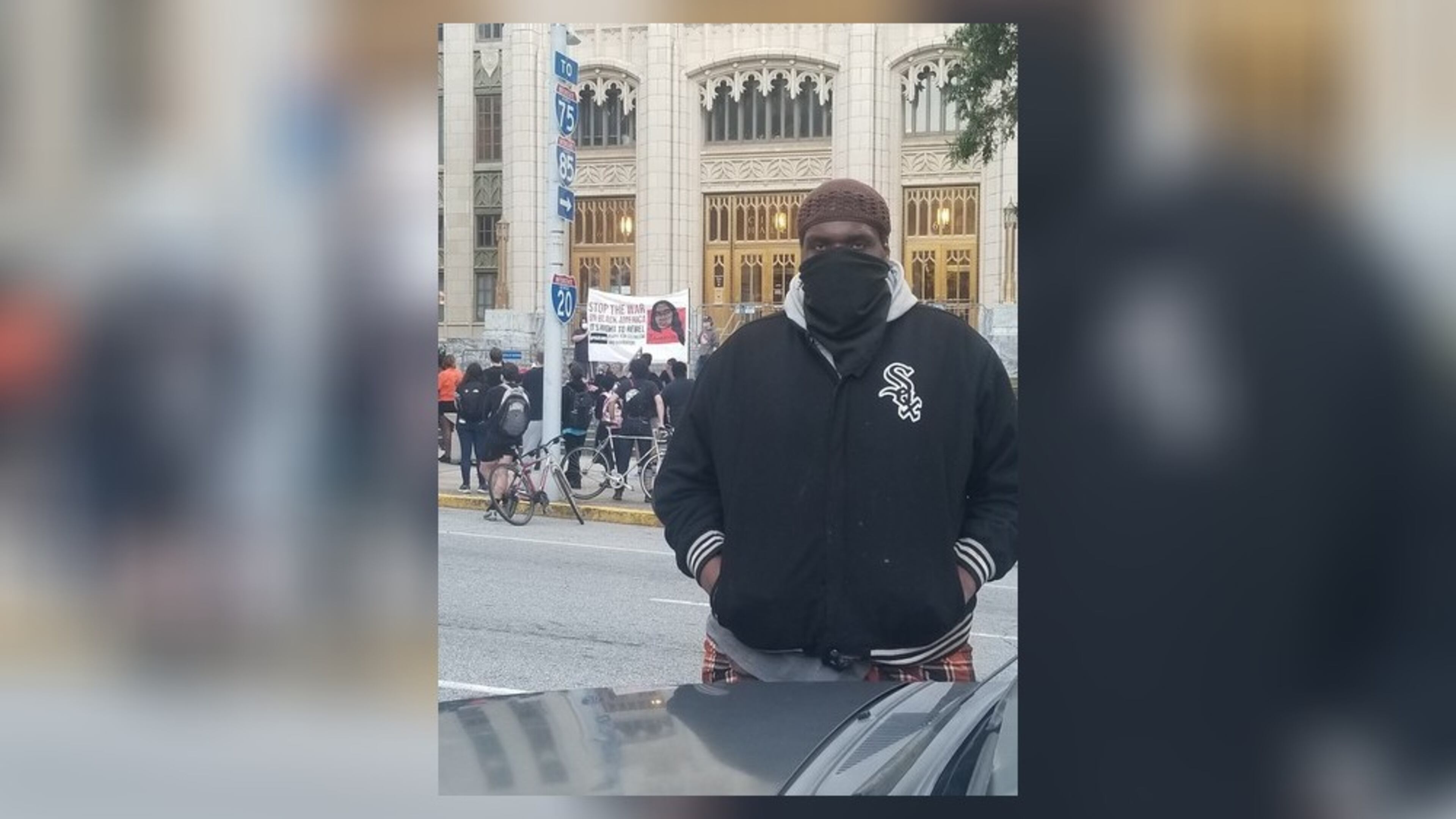 Atlanta activist, Haroun Shahid Wakil during a protest at Atlanta's City Hall. Wakil, 40, died of probable heart disease according to the Fulton County Medical Examiner. (Image courtesy of Marcus Gray)