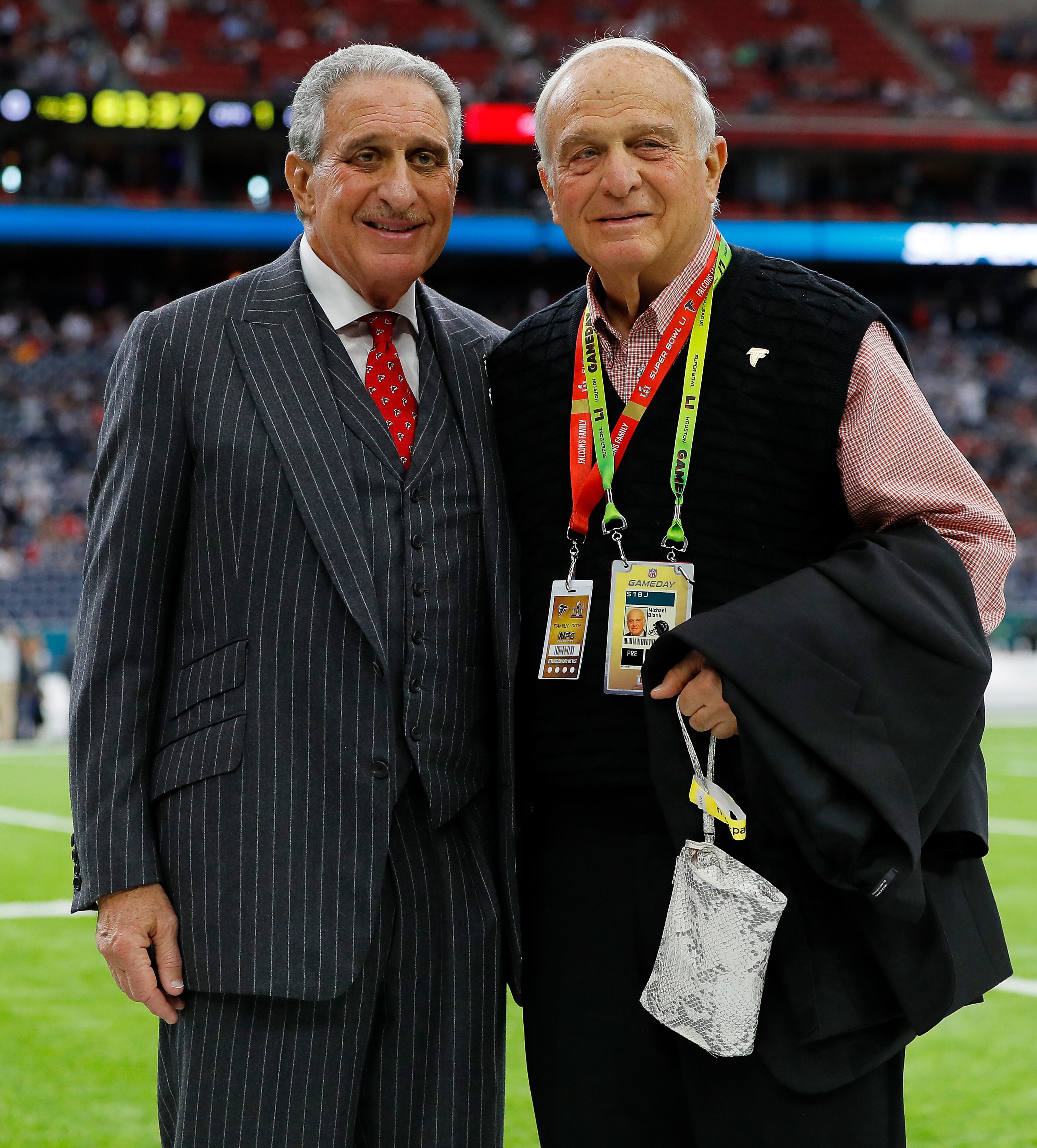 HOUSTON, TX - FEBRUARY 05: Atlanta Falcons owner Arthur Blank and his brother Michael Blank pose for a photo prior to Super Bowl 51 between the Atlanta Falcons and the New England Patriots at NRG Stadium on February 5, 2017 in Houston, Texas. (Photo by Kevin C. Cox/Getty Images)