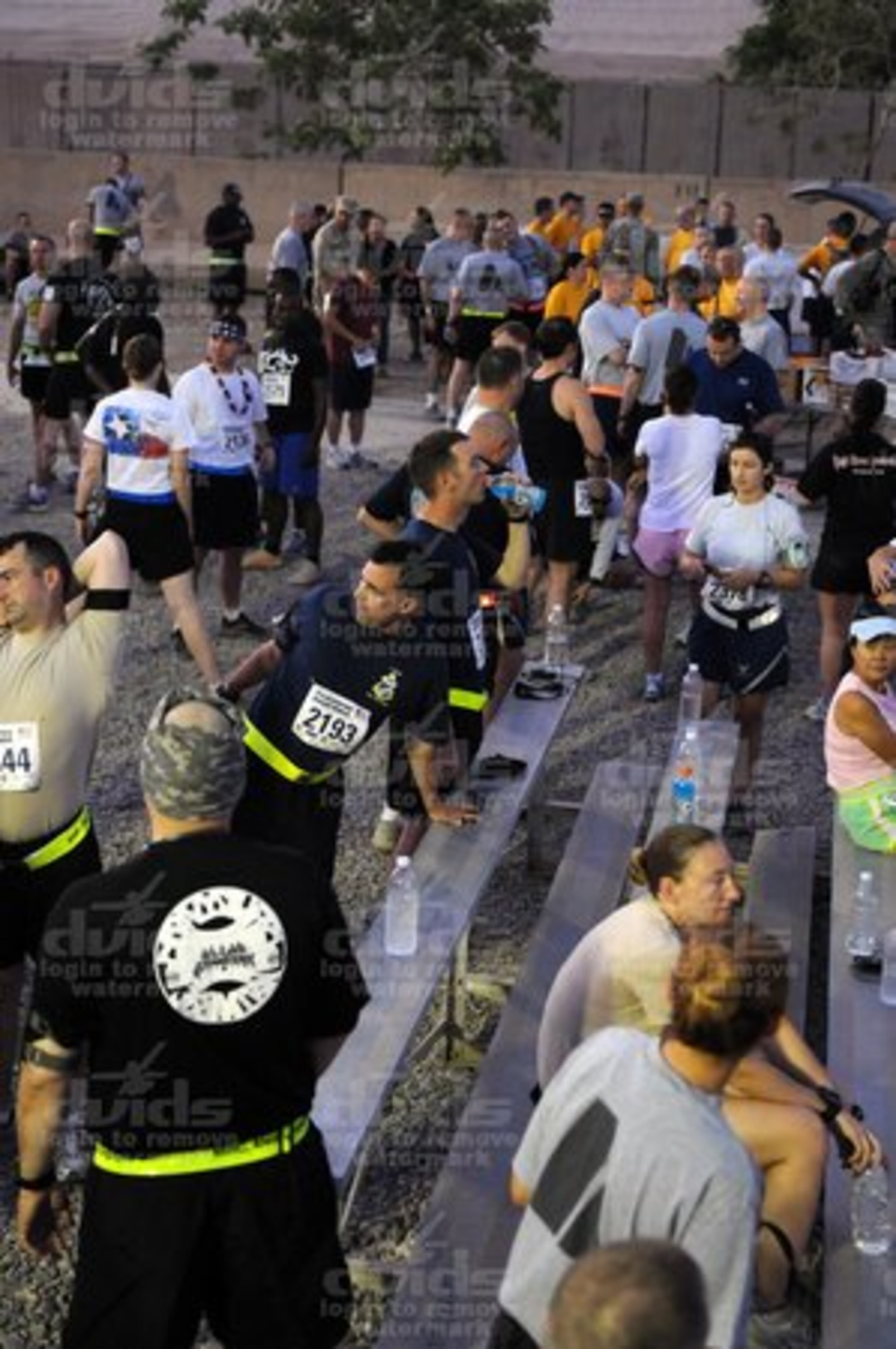 Service members and civilians gather before the Baghdad version of the AJC Peachtree Road Race.