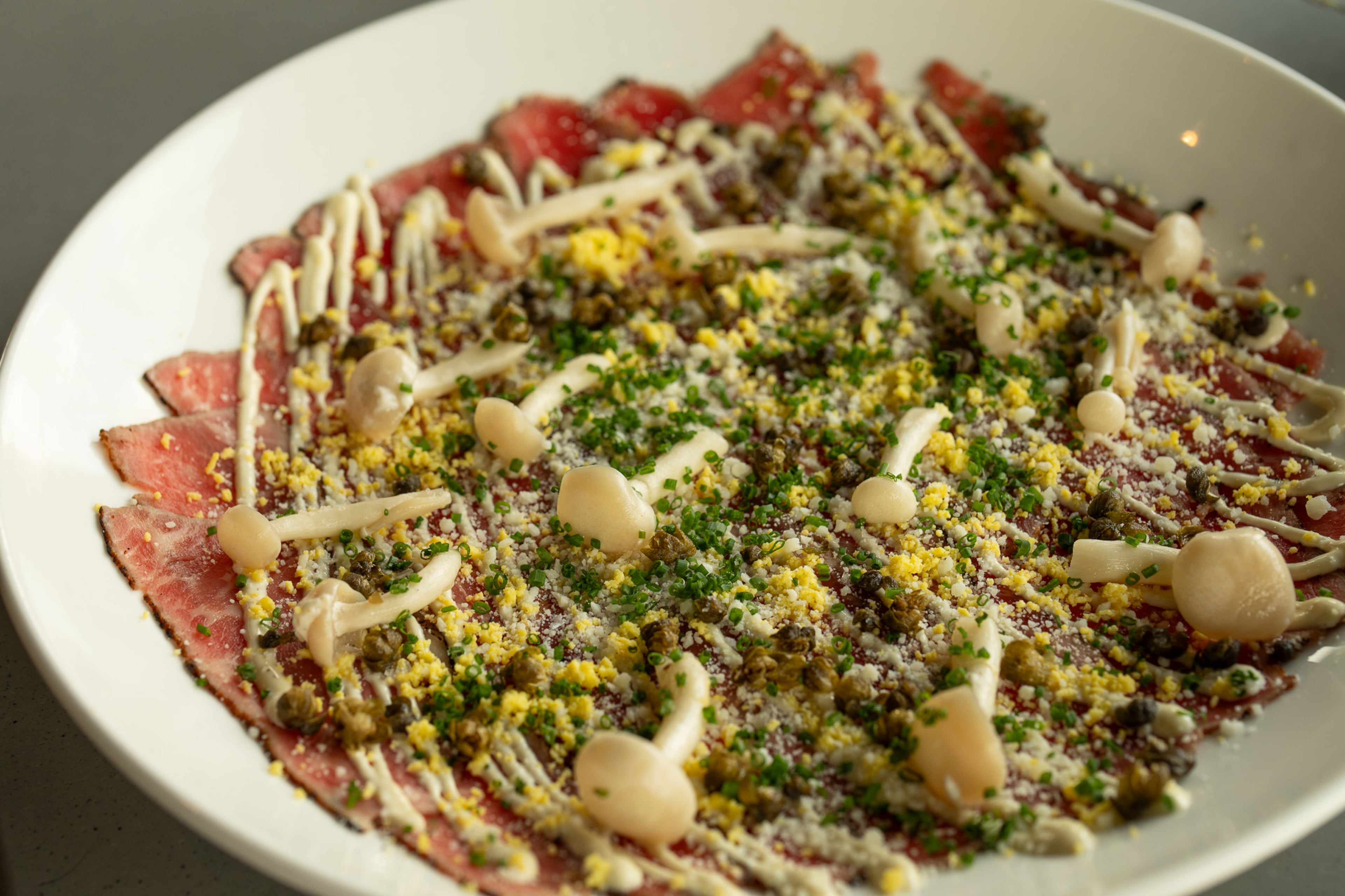 The Woodall Tataki NY Strip carpaccio