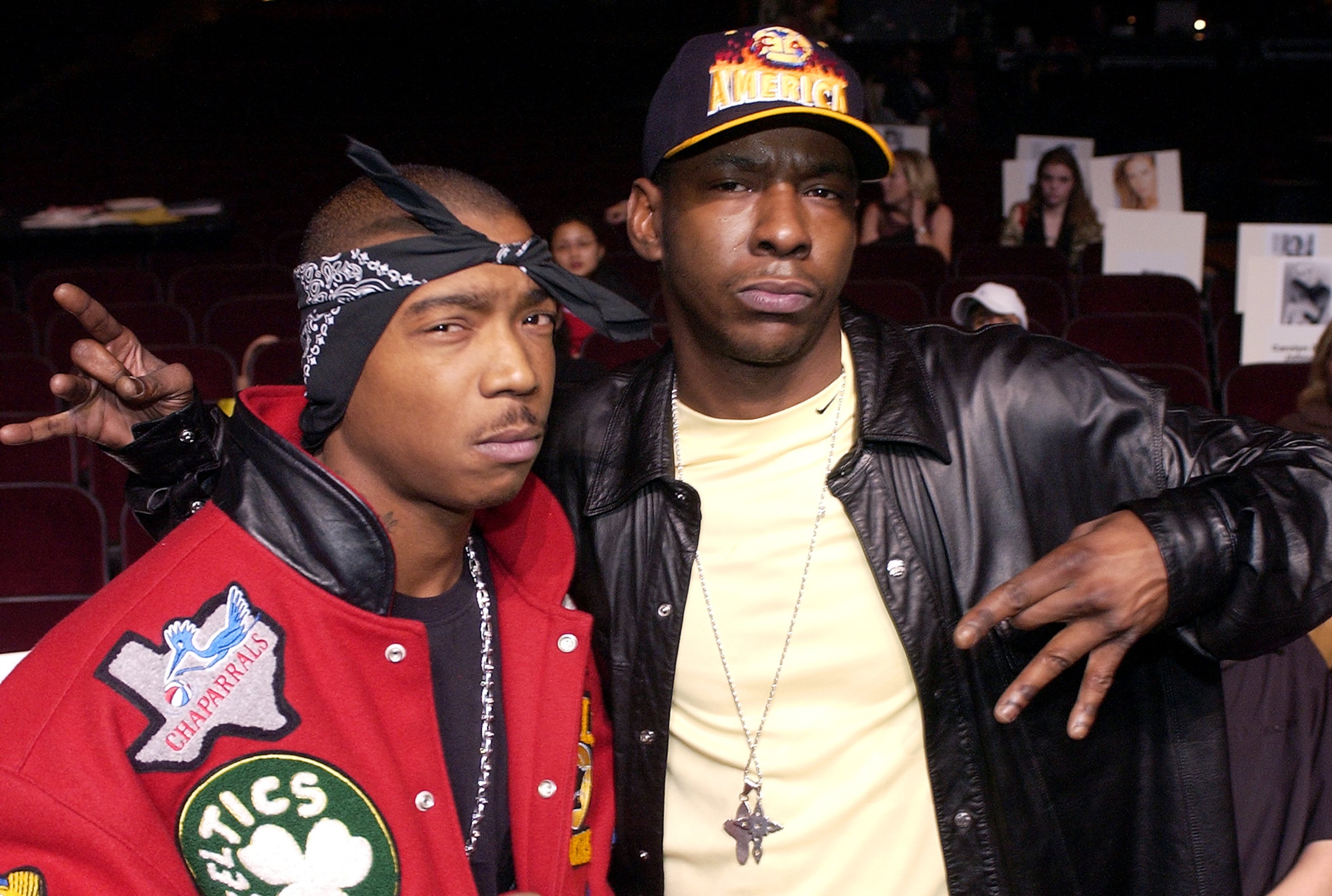 JaRul, left, and Bobby Brown pose during rehearsals Saturday, Jan. 11, 2003 in Los Angeles for the American Music Awards. The show will air on Monday. (AP Photo/Mark J. Terrill)