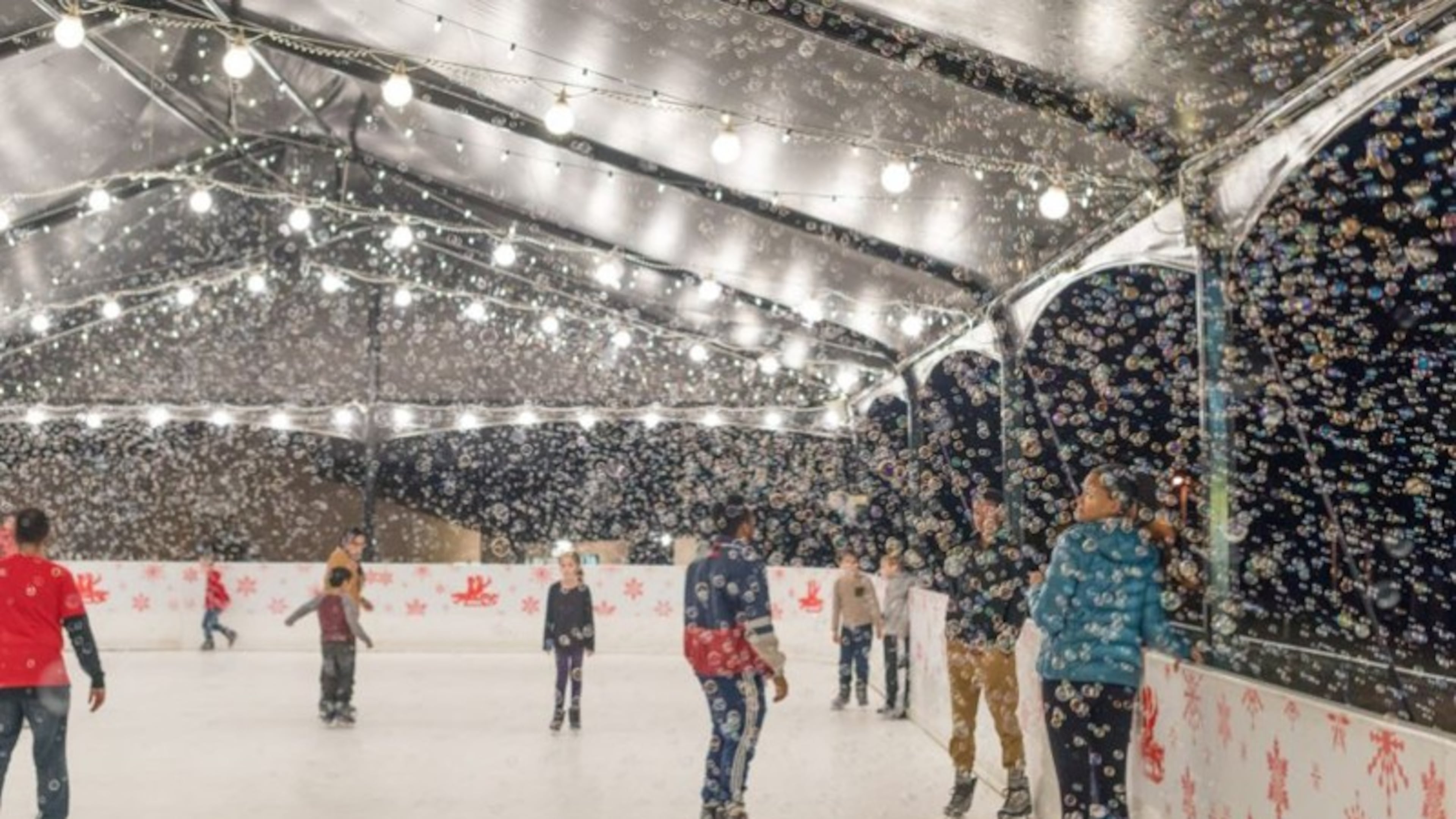 Families can ice skate and see Christmas lights at Lake Lanier’s LanierWorld Winter Adventure in metro Atlanta.