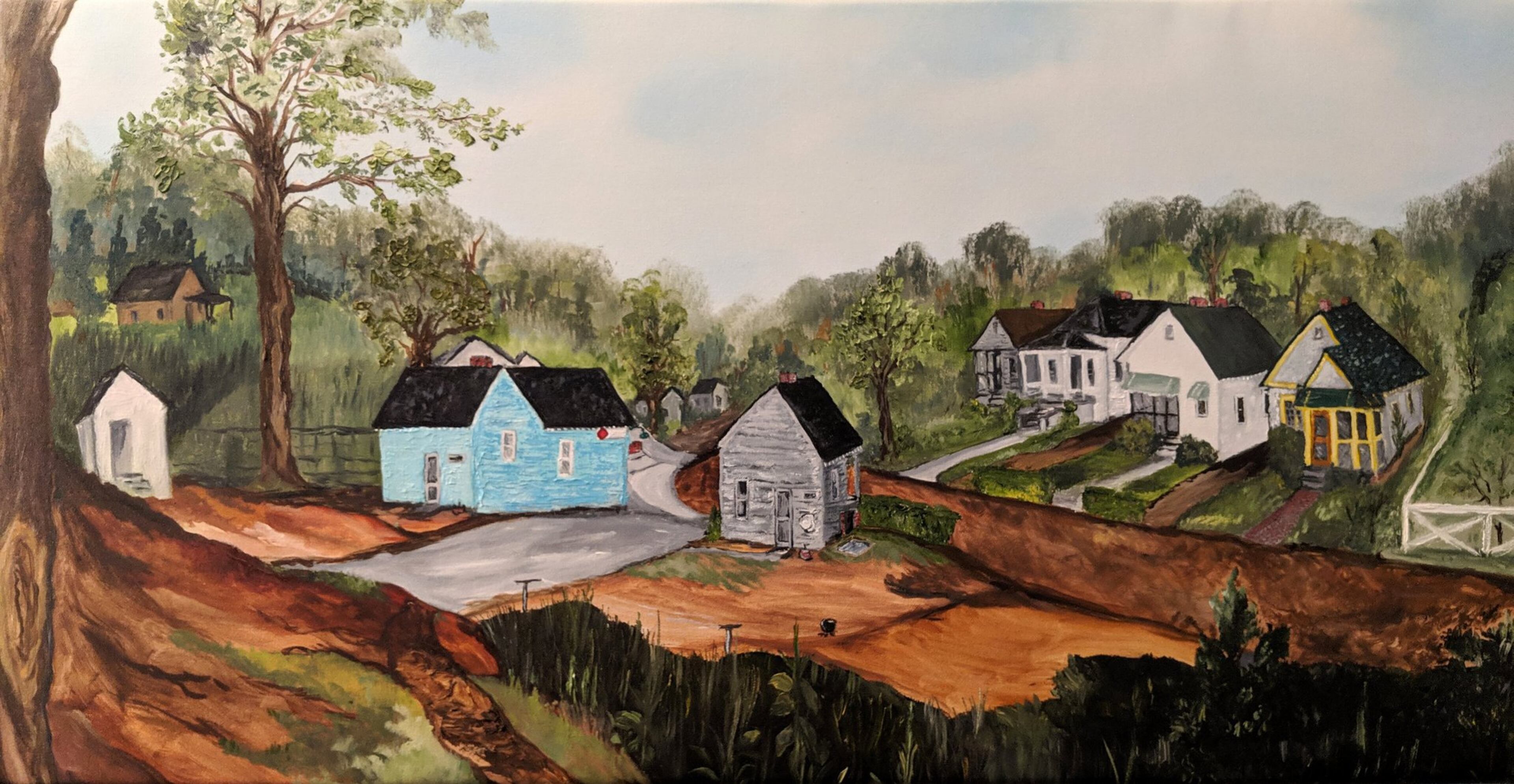 This portrait of The Bottom, one of Decatur’s black neighborhoods, was painted by Sylvia Clark, a fourth-generation Decaturite, who loves the city, but whose house was torn down during urban renewal. CONTRIBUTED BY SYLVIA CLARK