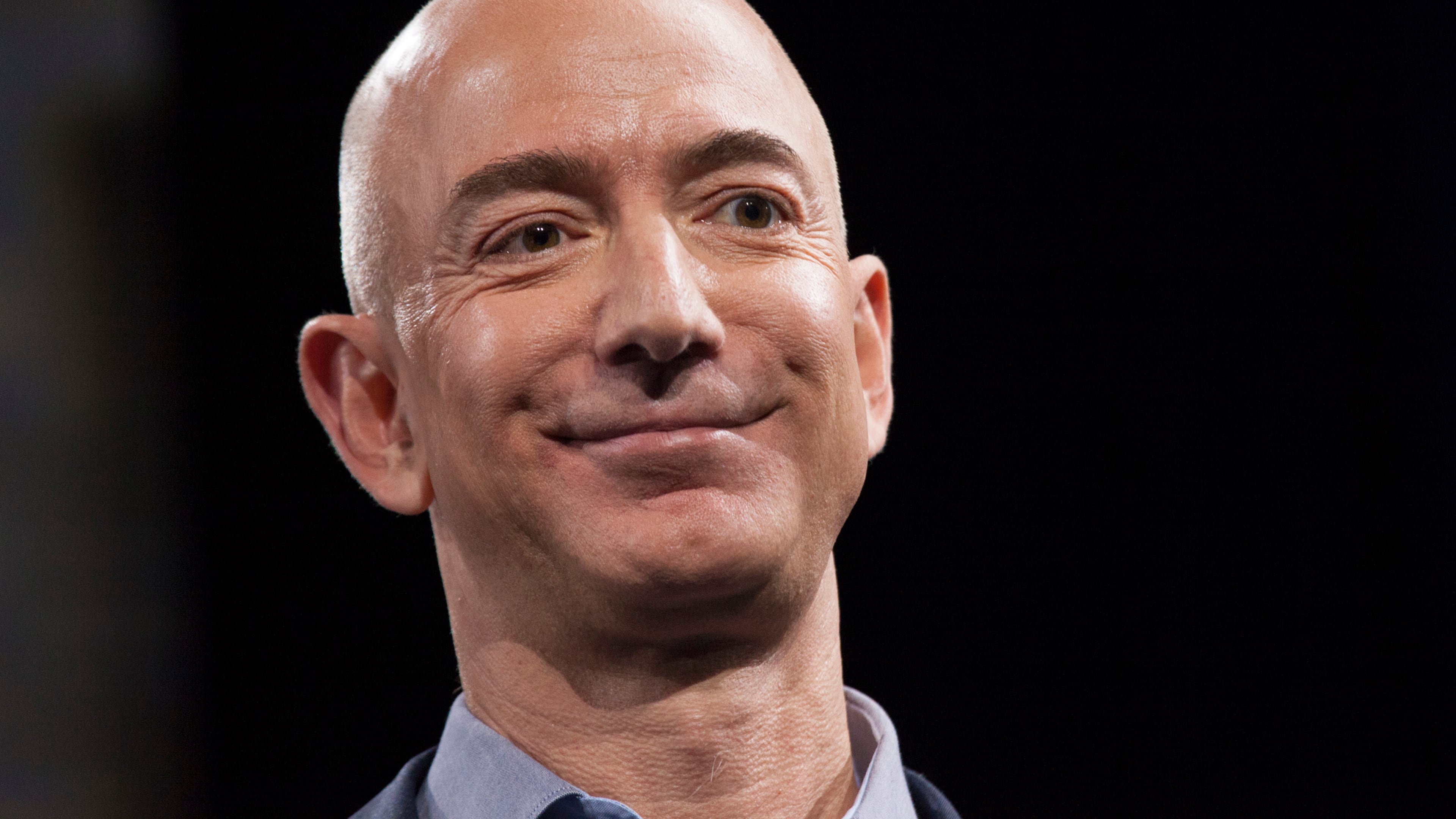 Amazon founder and CEO Jeff Bezos, pictured above, piloted a giant, science fiction-style robot at the retailer’s annual robotics conference.