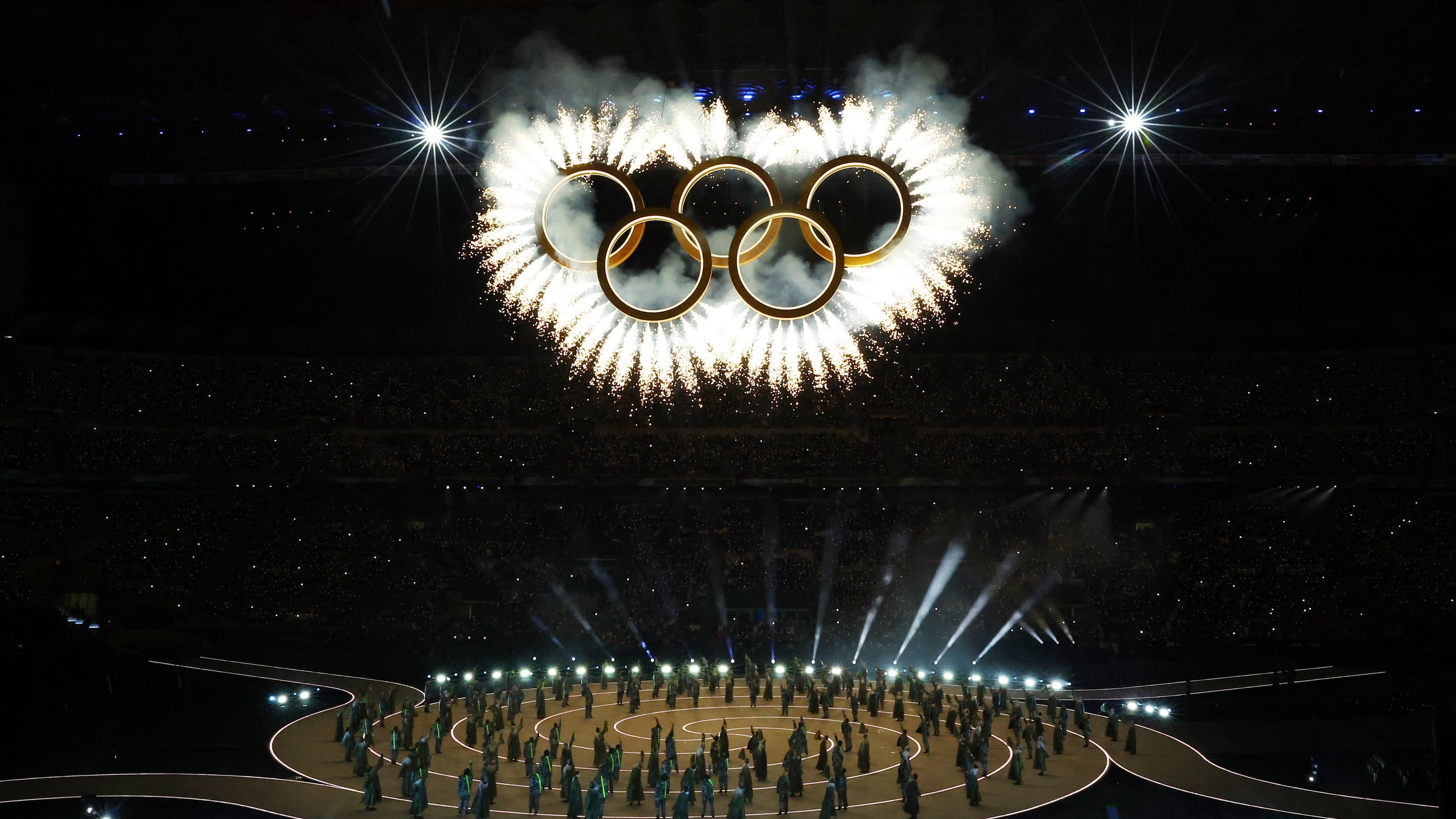 Performers at the Olympic opening ceremony at the 2026 Winter Olympics, in Milan, Italy, Friday, Feb. 6, 2026. (Susana Vera/Pool Photo via AP)