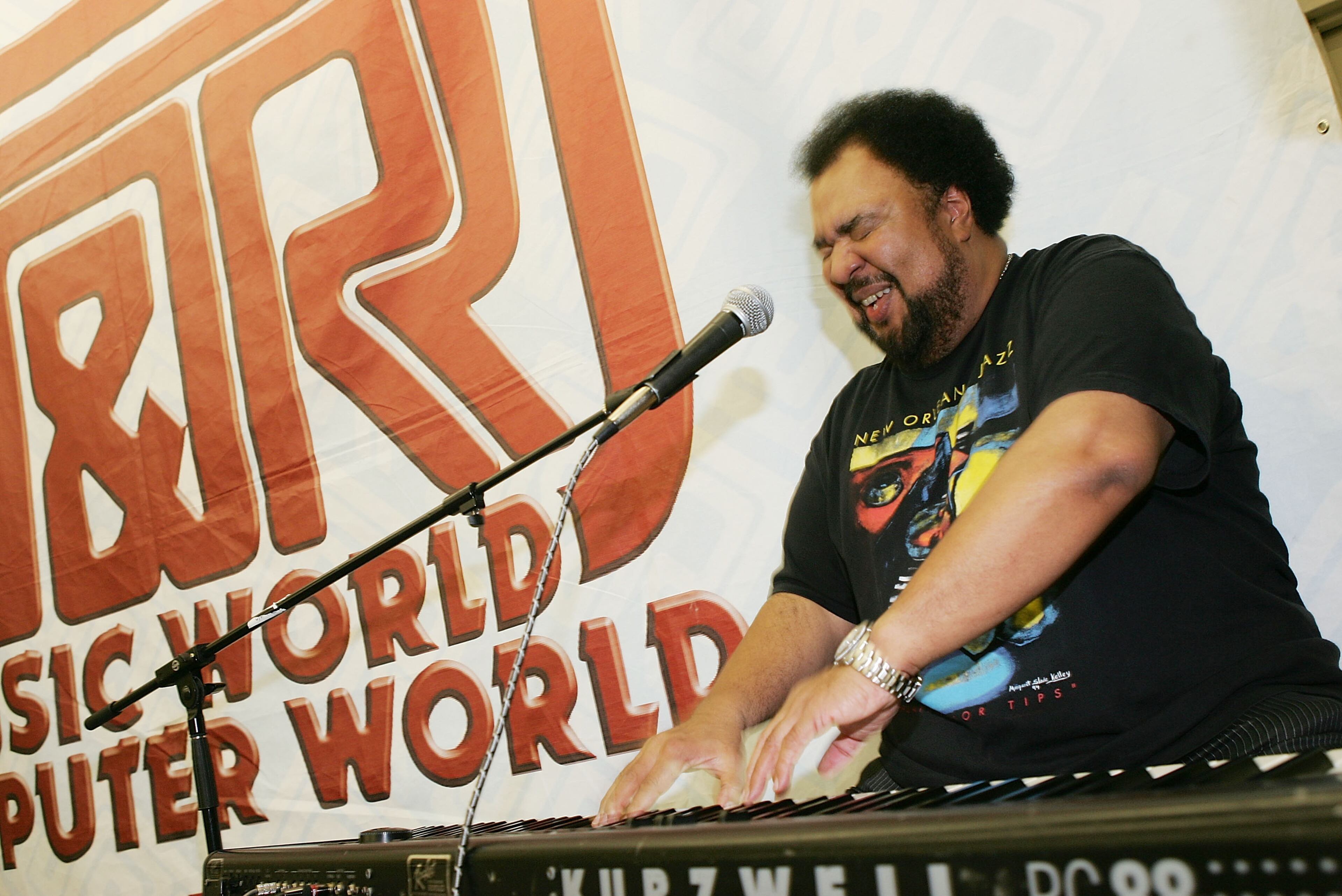 Musician George Duke performs at J&R Music and Computer World on March 29, 2005, in New York City.