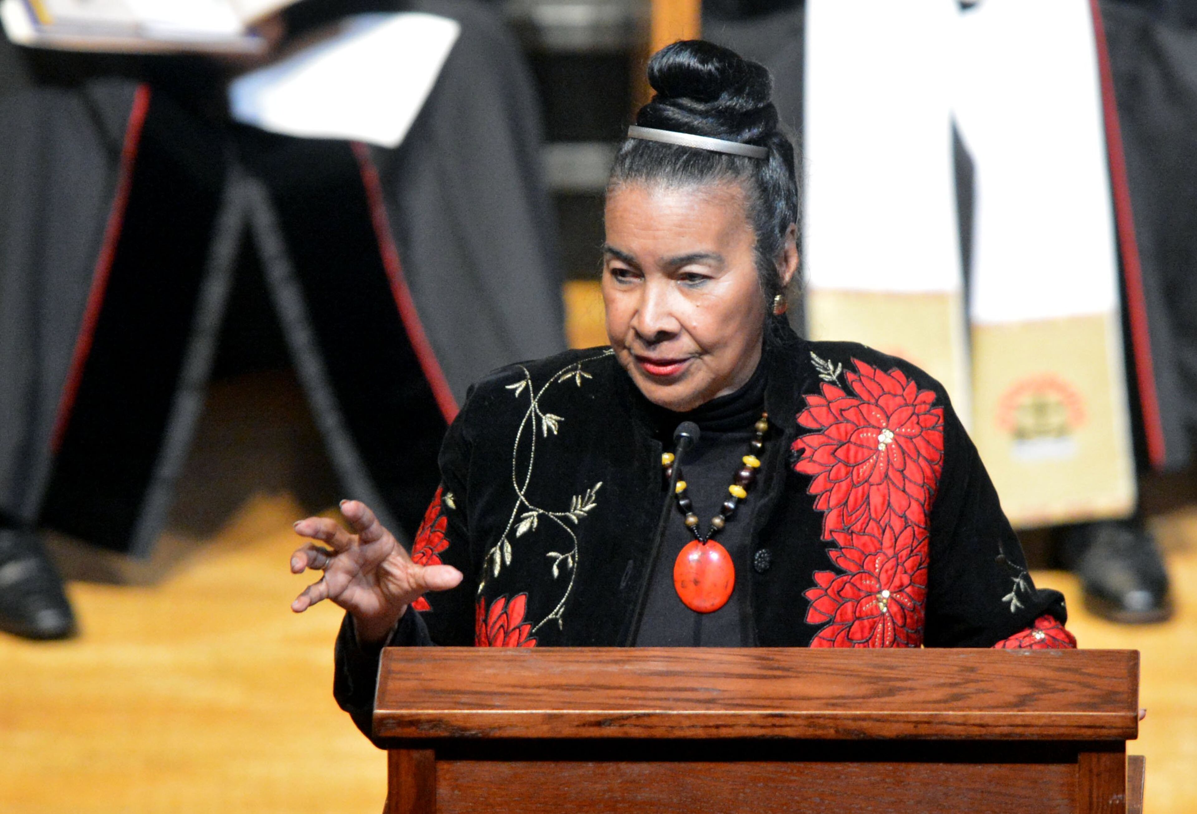 Xernona Clayton gives remarks during the the homegoing celebration for Mrs. Evelyn Gibson Lowery held in the Martin Luther King Jr. International Chapel on the Morehouse College Campus, Wednesday, October 2, 2013.