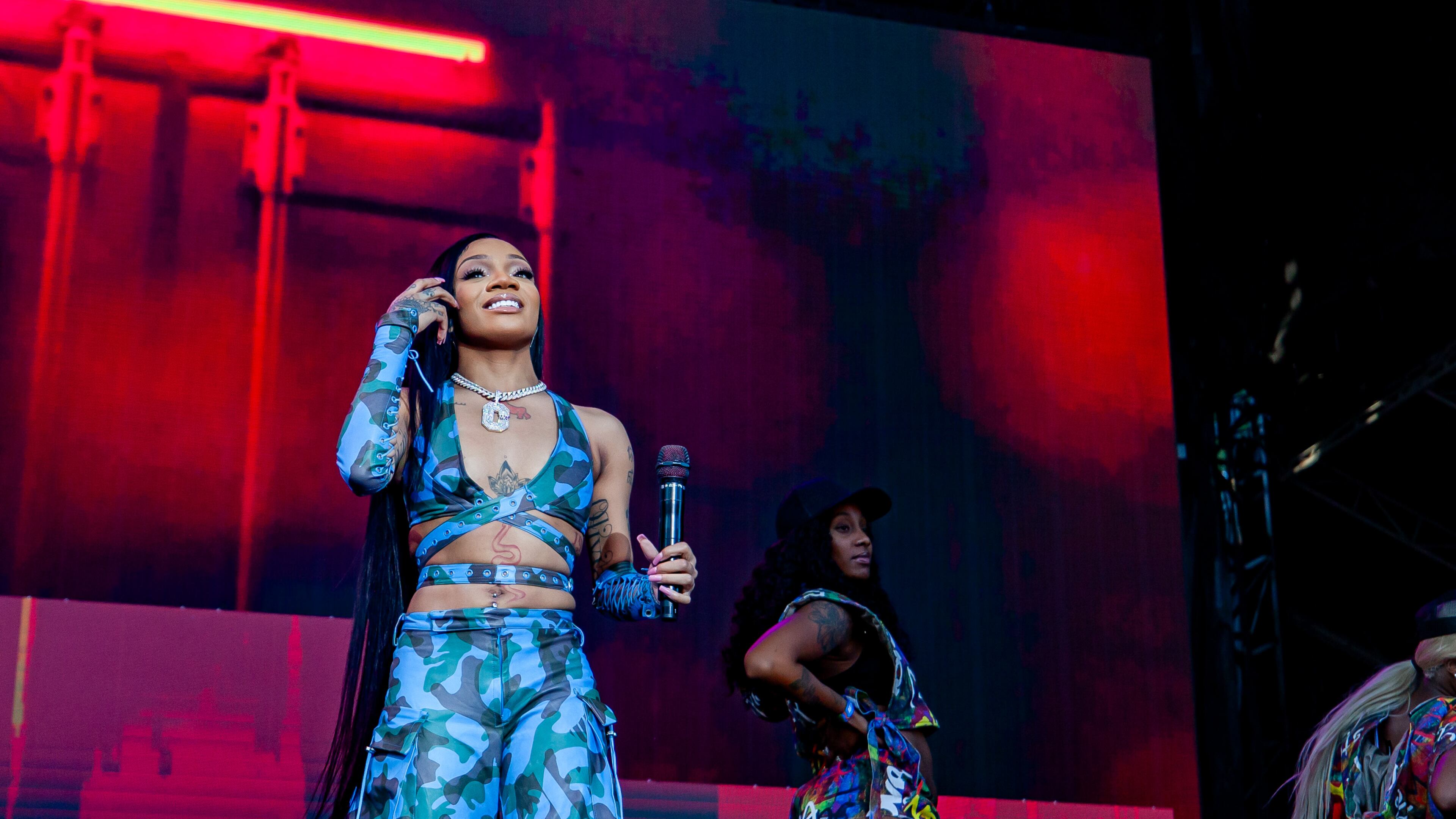 GloRilla, who was arrested Tuesday, is seen during a concert in September 2023 at Piedmont Park.