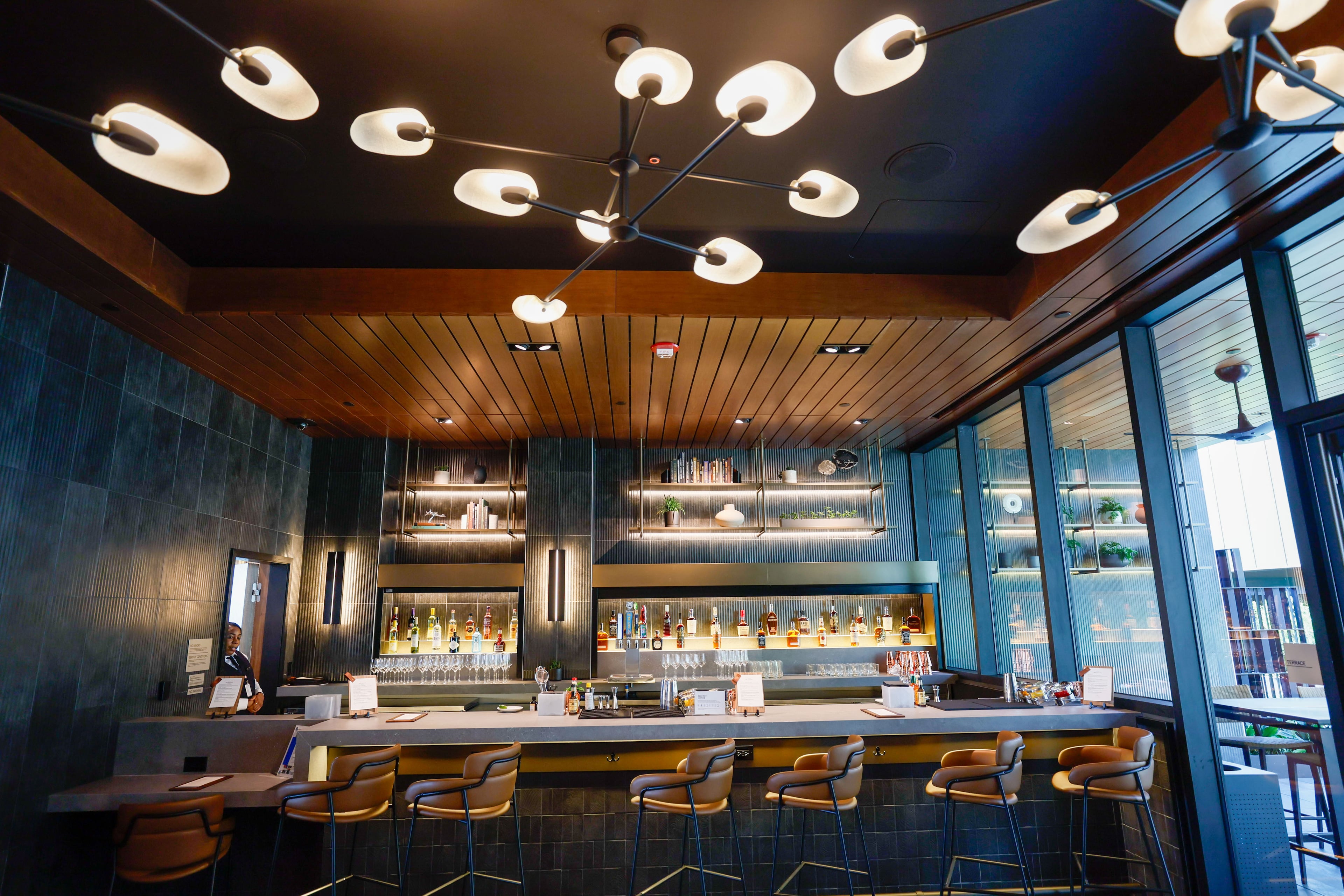 The Centurion Lounge at Hartsfield-Jackson International Airport has a regular bar and a separate whiskey bar.
Miguel Martinez /miguel.martinezjimenez@ajc.com