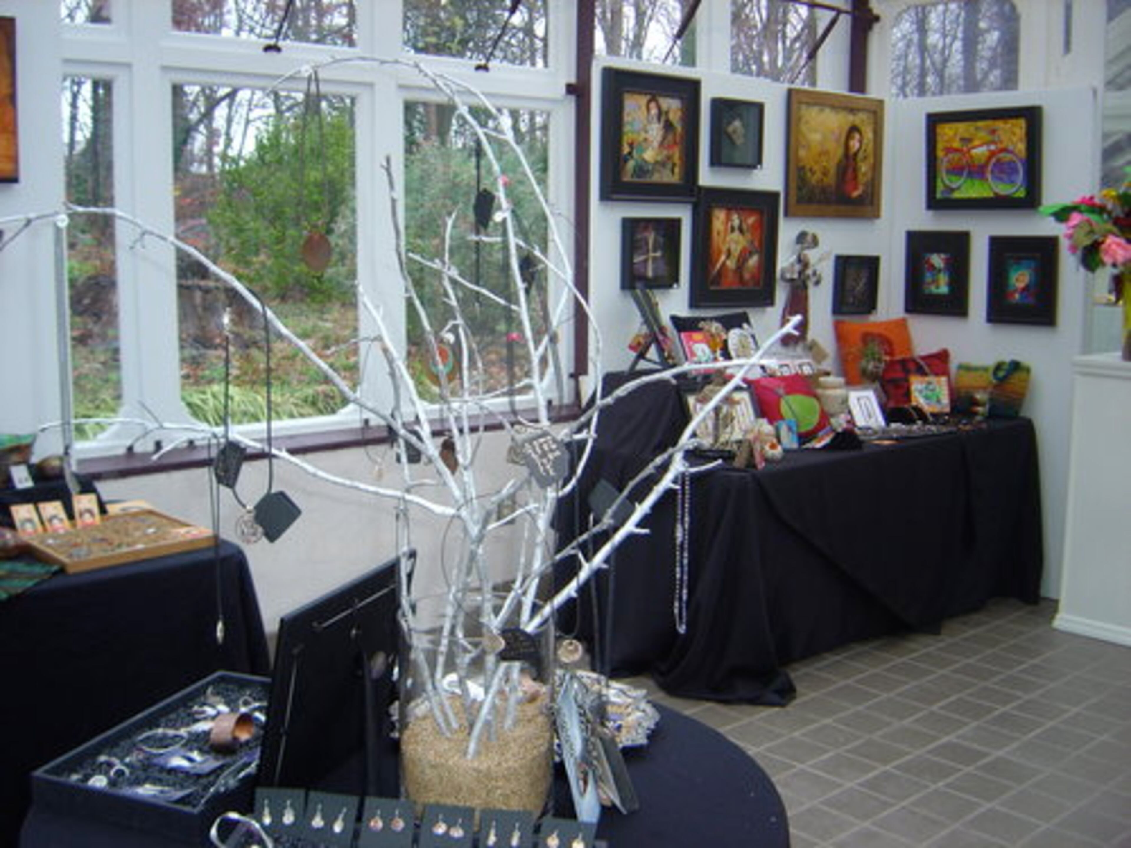 "Charming ARTifacts" art sale is held in the conservatory at the Callanwolde estate. Callanwolde instructors and students sell their one-of-a-kind works of art. All proceeds benefit the non-profit Callanwolde Fine Arts Center.