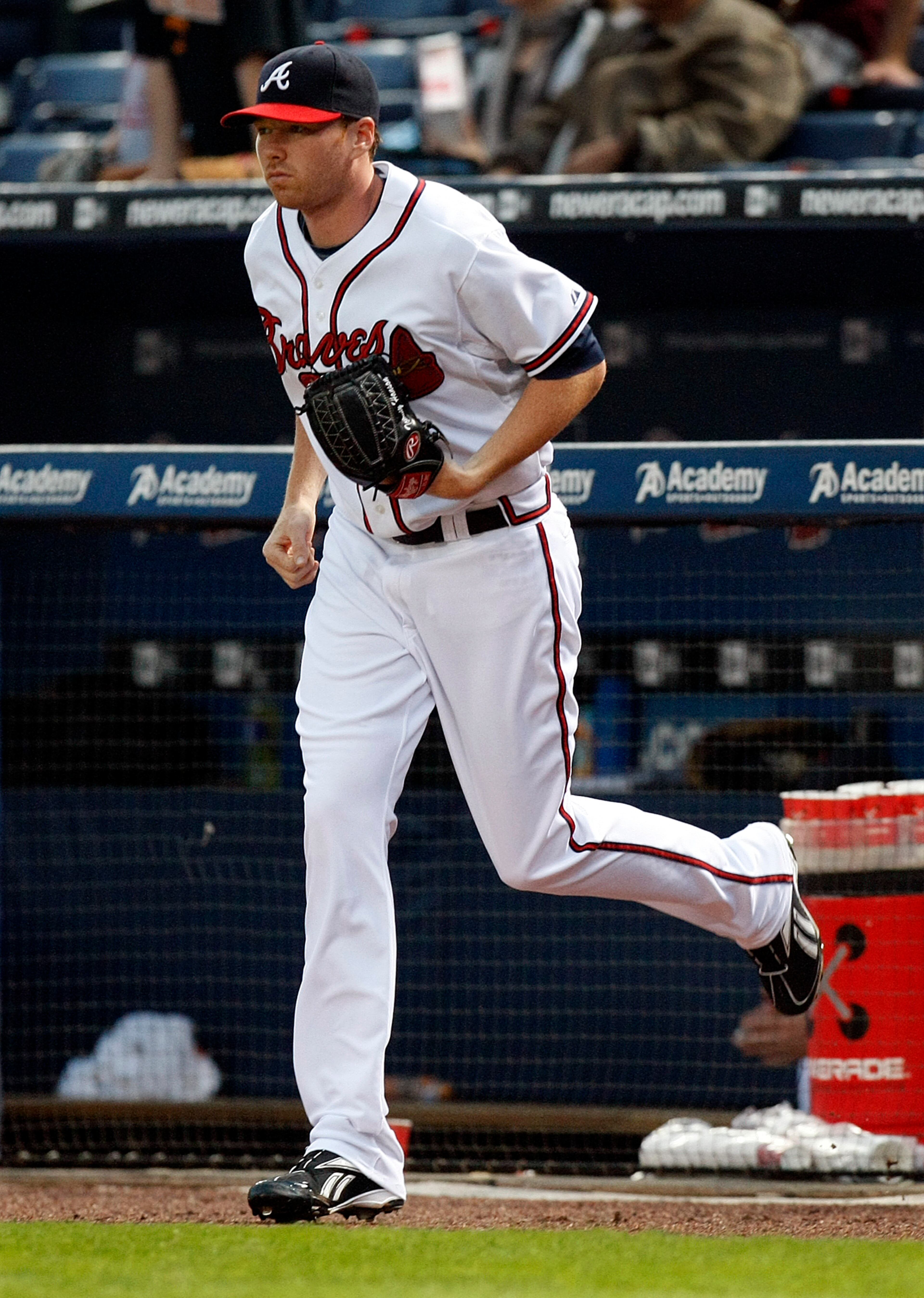 Atlanta Braves pitcher Tommy Hanson runs to the mound to open the game against the New York Mets at Turner Field in Atlanta, Tuesday, Sept. 15, 2009. Curtis Compton, ccompton@ajc.com