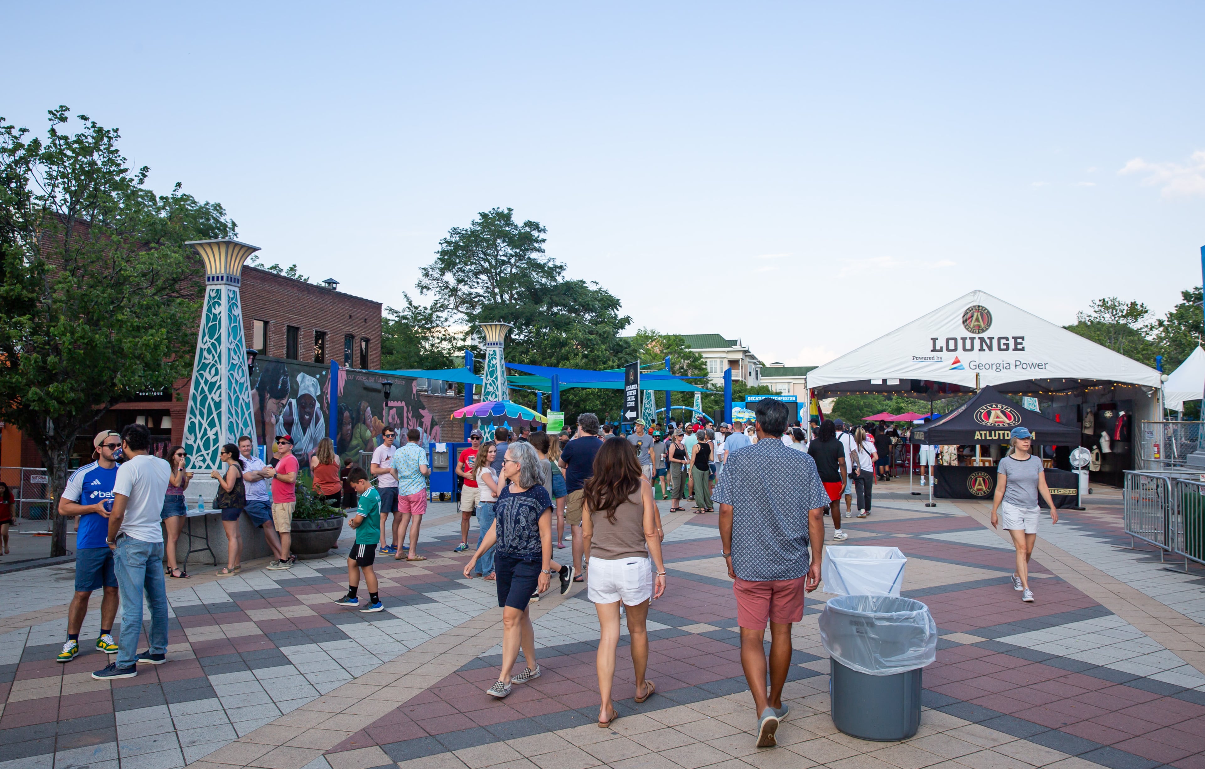 People gather early for the kickoff of Decatur WatchFest '26 on Thursday, June 11, 2026 at Decatur Square. (Ryan Fleisher for the AJC)