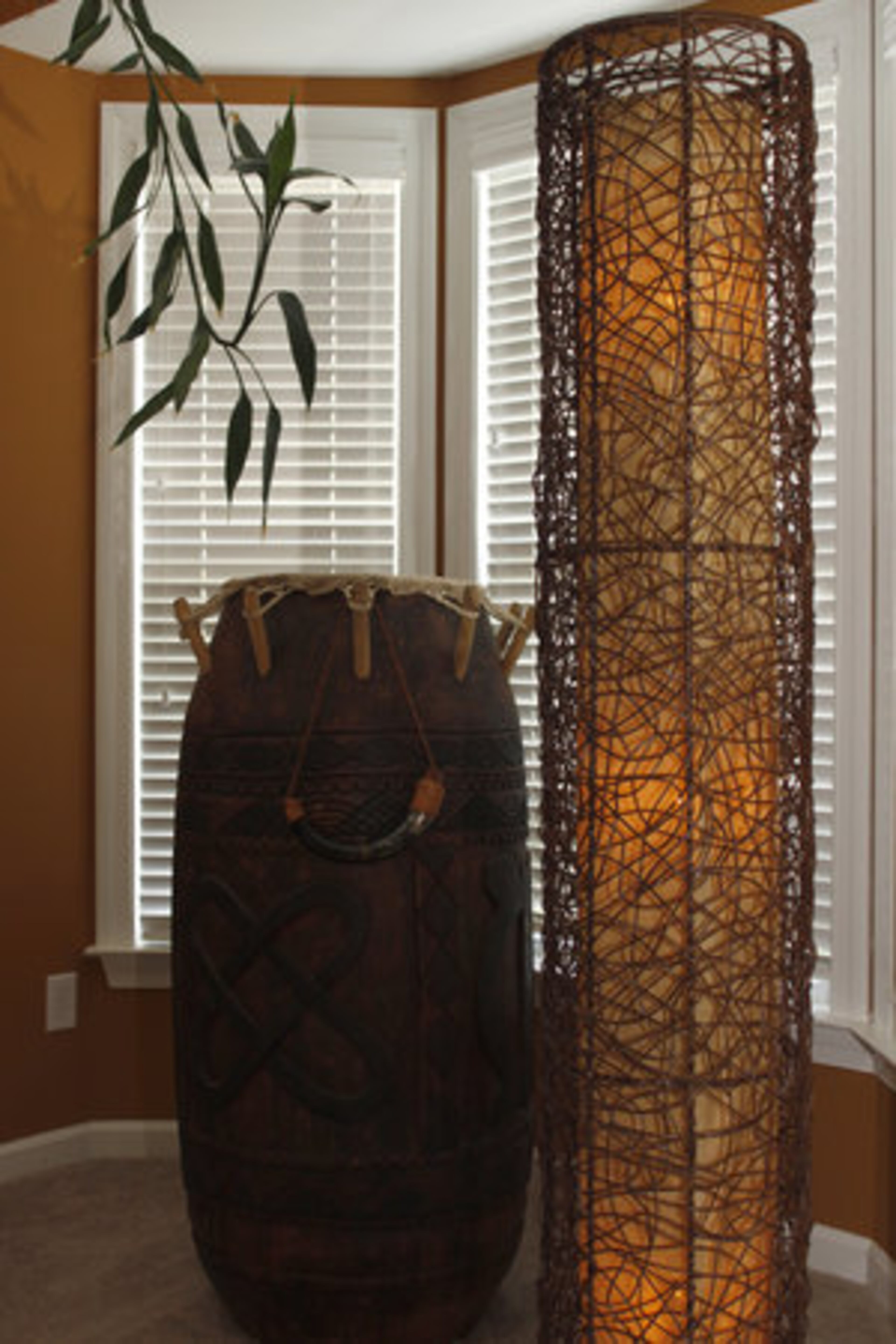 This Haitian drum constructed with real horse hair is a gift from the owner of African Galleria.