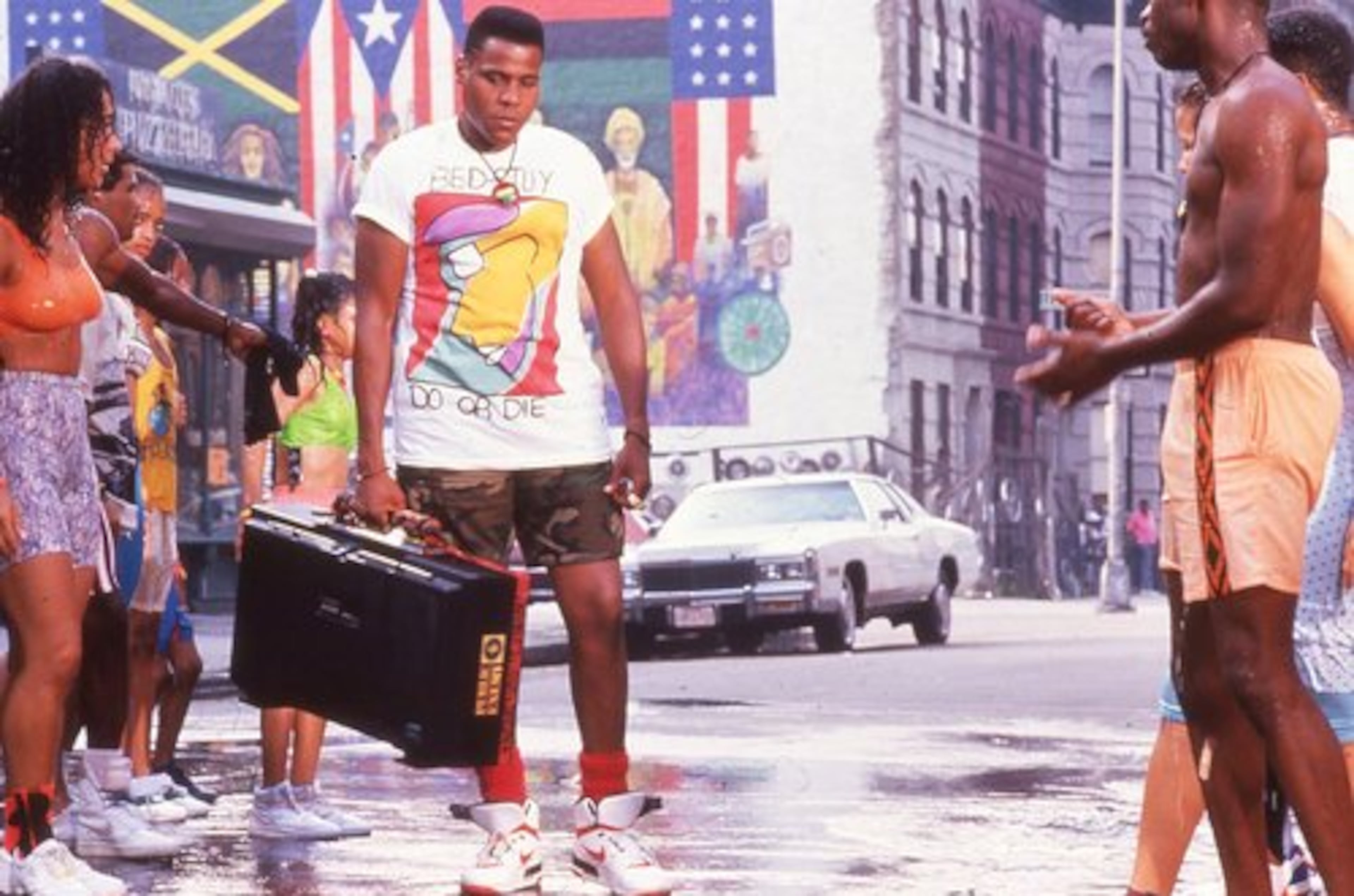 A SCENE from the 1989 movie shows actor and 1976 Morehouse graduate Bill Nunn (center) as Radio Raheem.