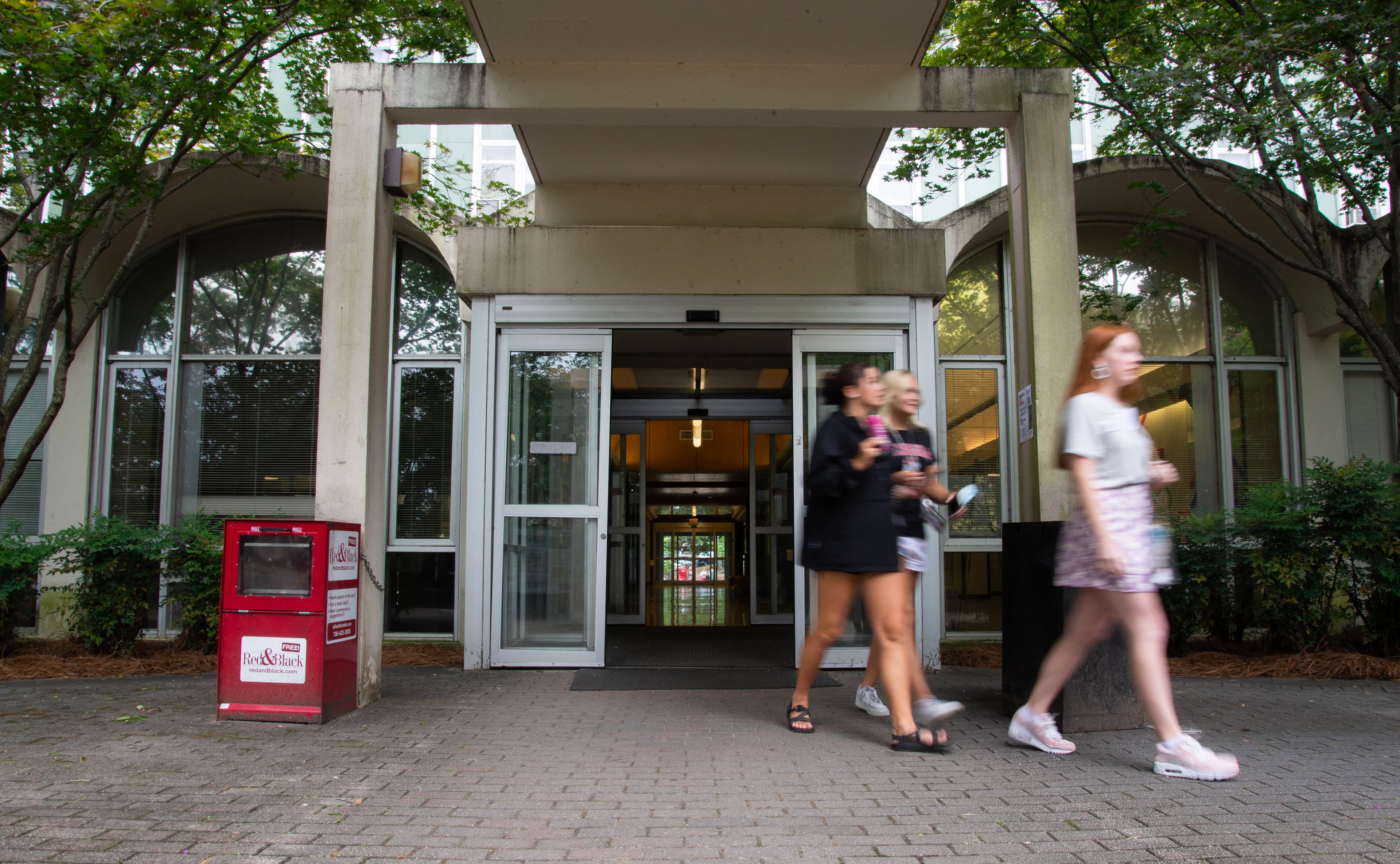 New residents of Creswell Hall leave the building on Monday, Aug. 16, 2021, on the University of Georgia's campus in Athens. In January 2025, the Board of Regents approved for the building to undergo a $115 million renovation. (Julian Alexander for the AJC)