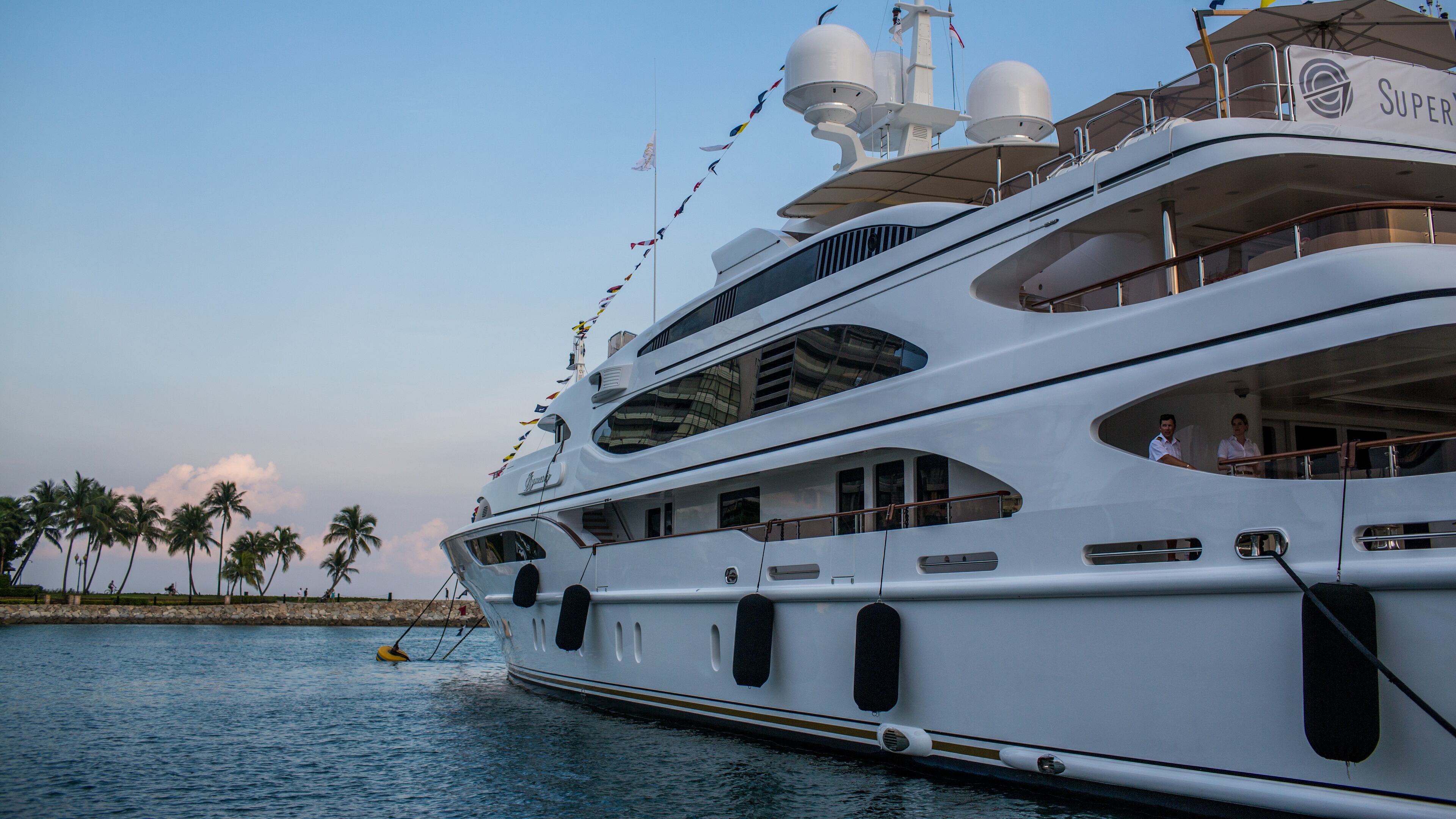 SINGAPORE - APRIL 20: A Super Yacht is seen docked during the Singapore Yacht Show on April 20, 2013 in Singapore. The four day event offers enthusiasts the opportunity to view some of the world's most valuable yachts. (Photo by Chris McGrath/Getty Images)