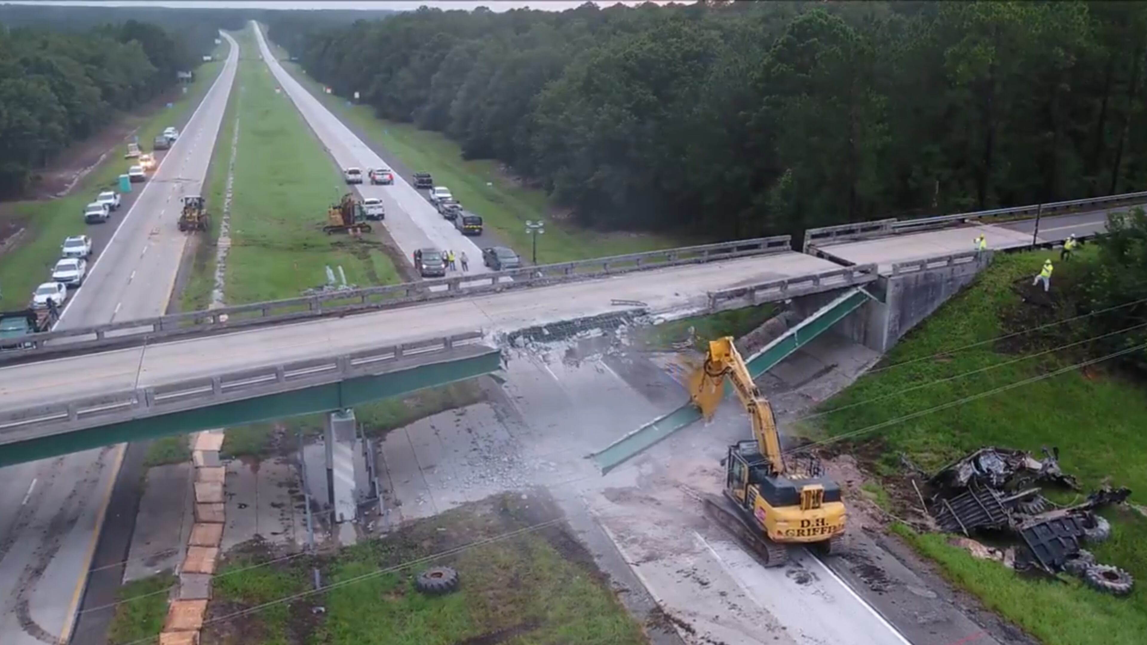 Georgia highway officials have awarded a $3.58 million contract to replace an Interstate 16 bridge that was demolished after a truck hit it in July. (Photo courtesy Georgia Department of Transportation)